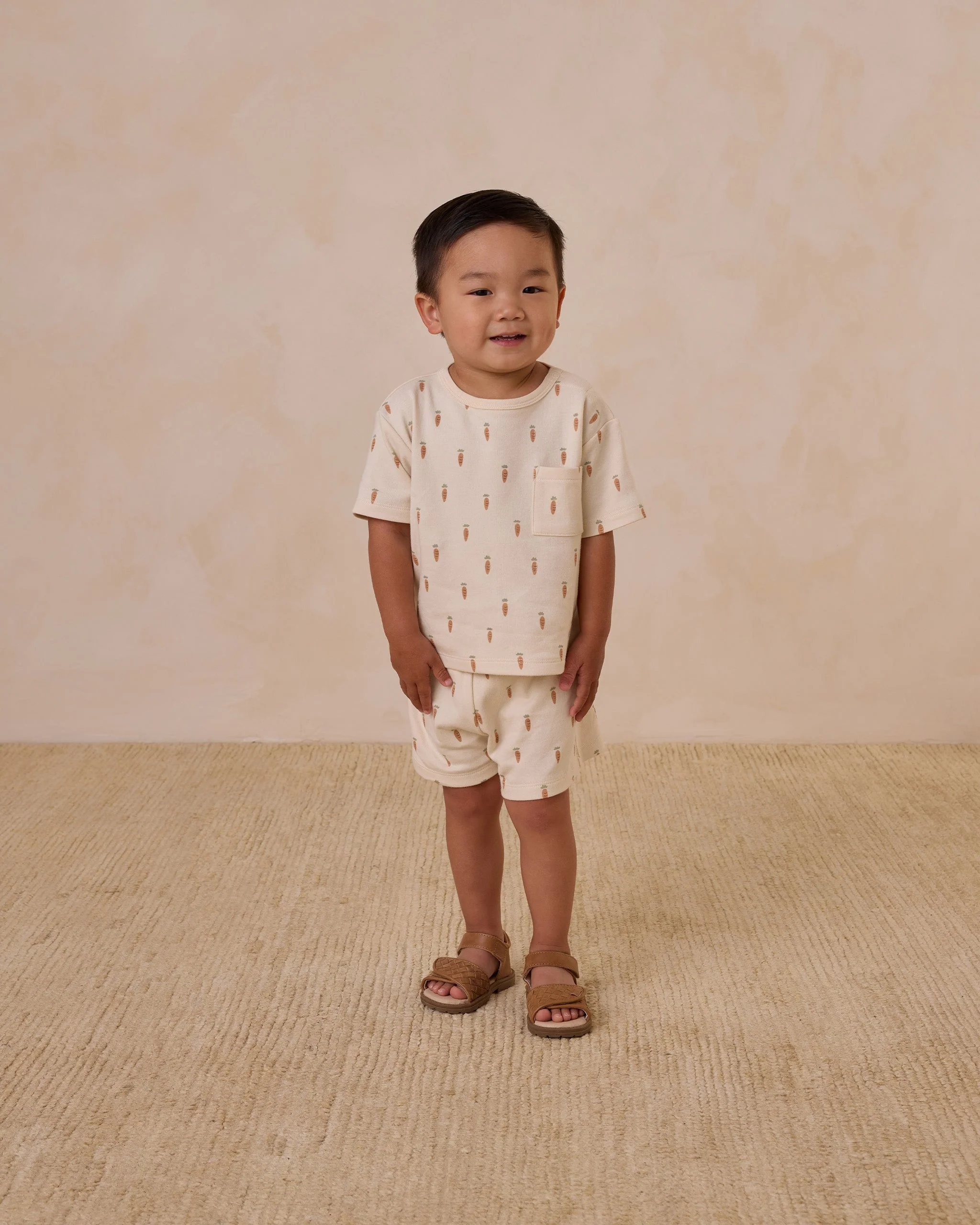 -Boxy Pocket Tee + Short Set || Carrots- - Image 3