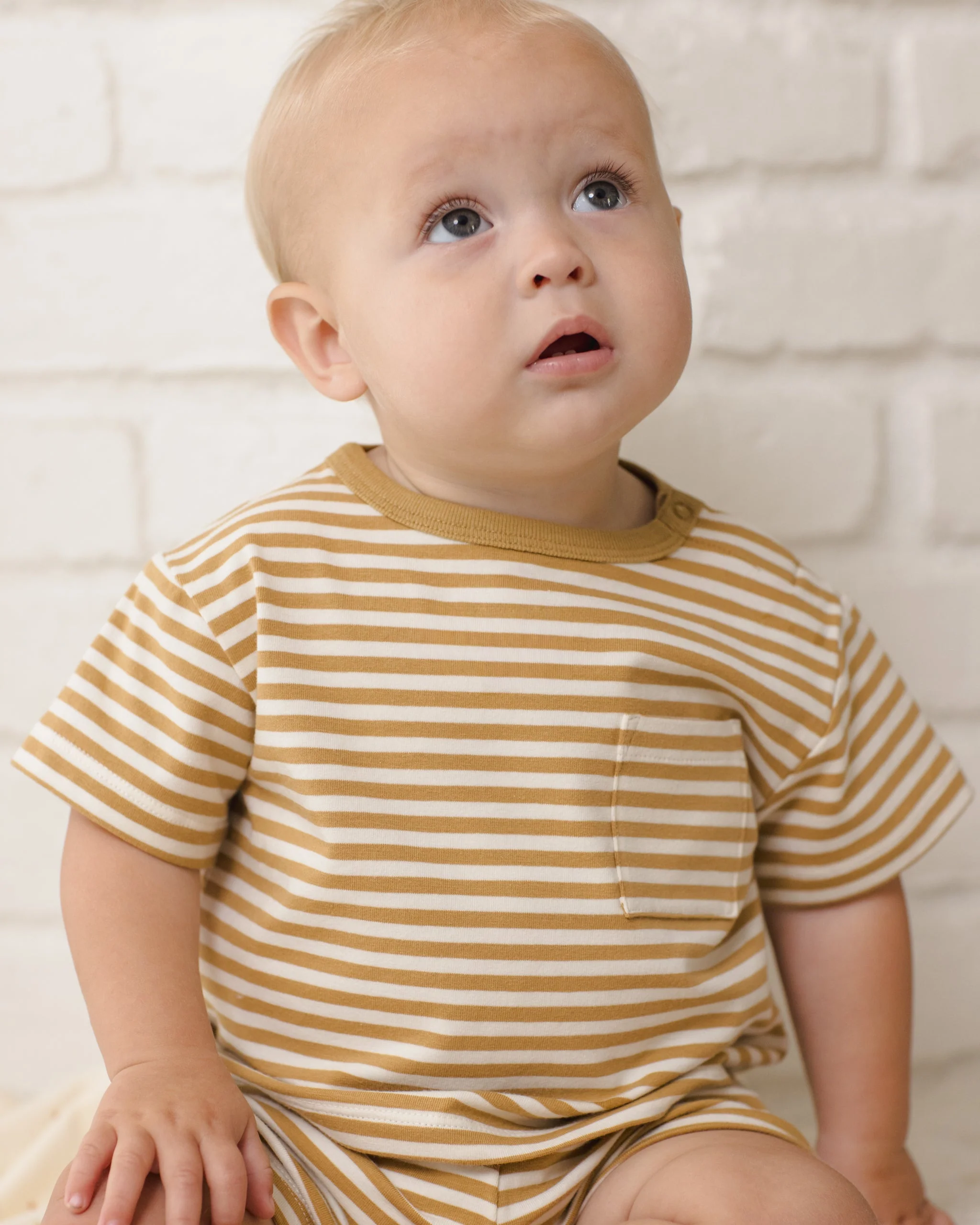 Boxy Pocket Tee + Short Set Honey Stripe - Image 2