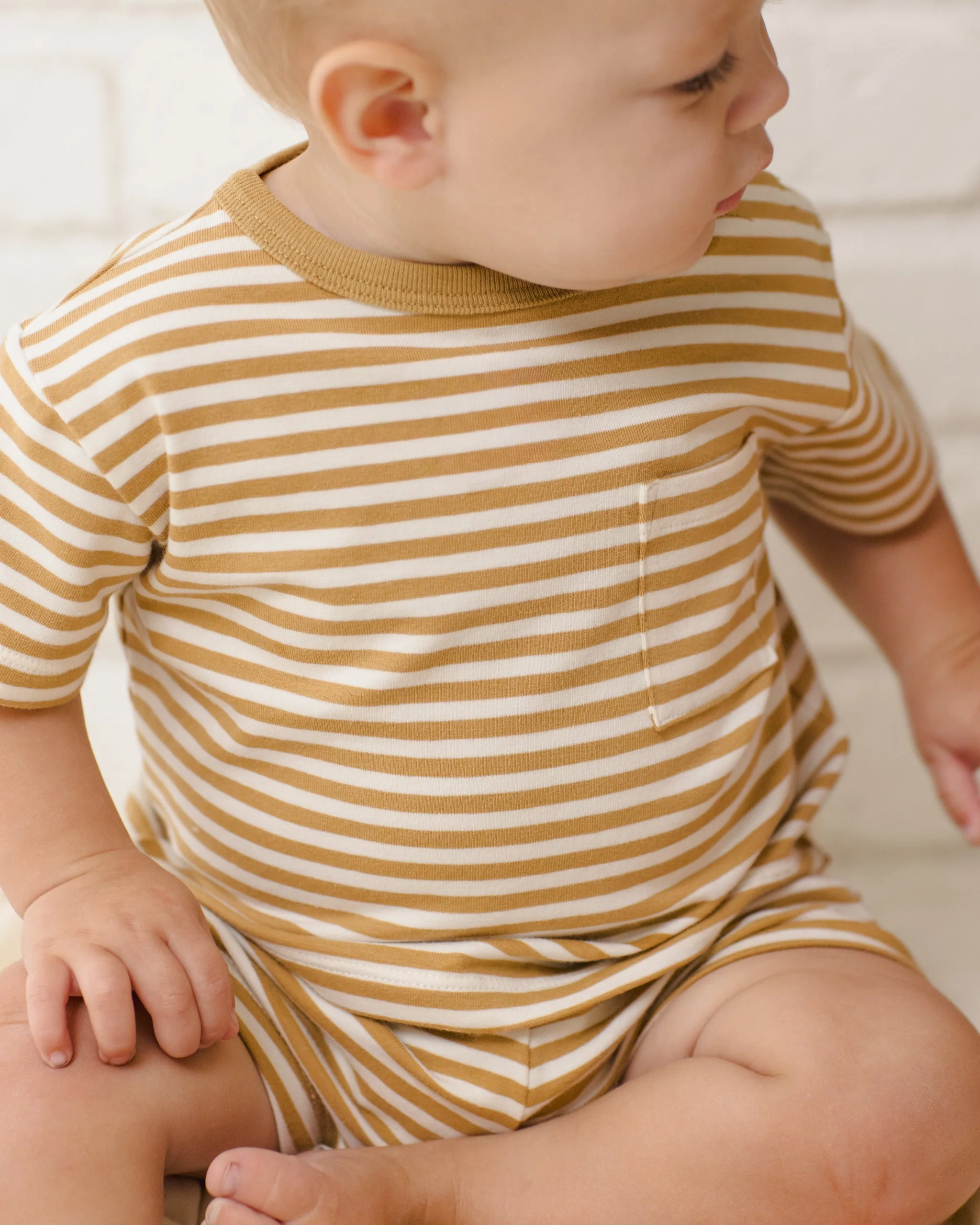 Boxy Pocket Tee + Short Set Honey Stripe - Image 4