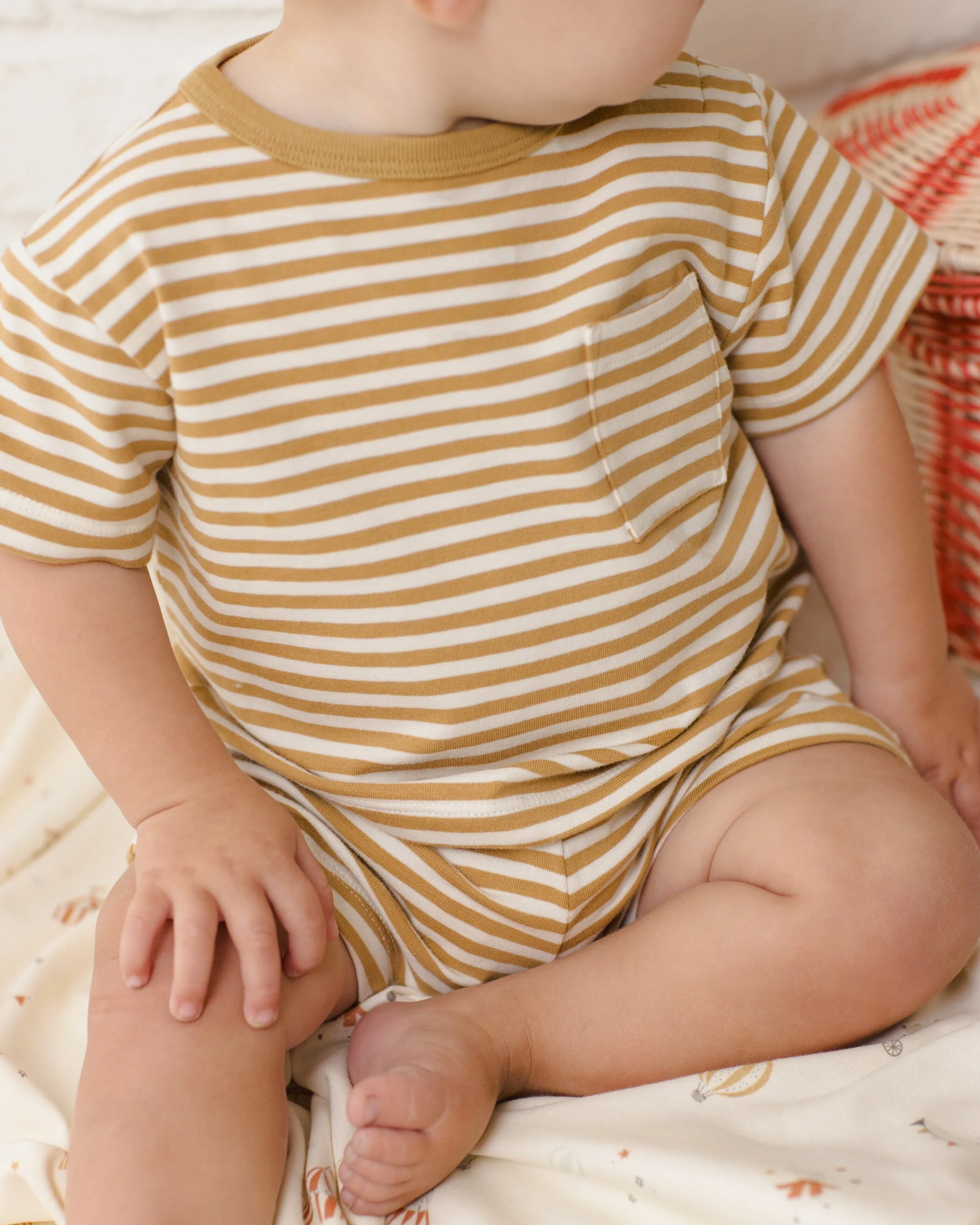 Boxy Pocket Tee + Short Set Honey Stripe - Image 5