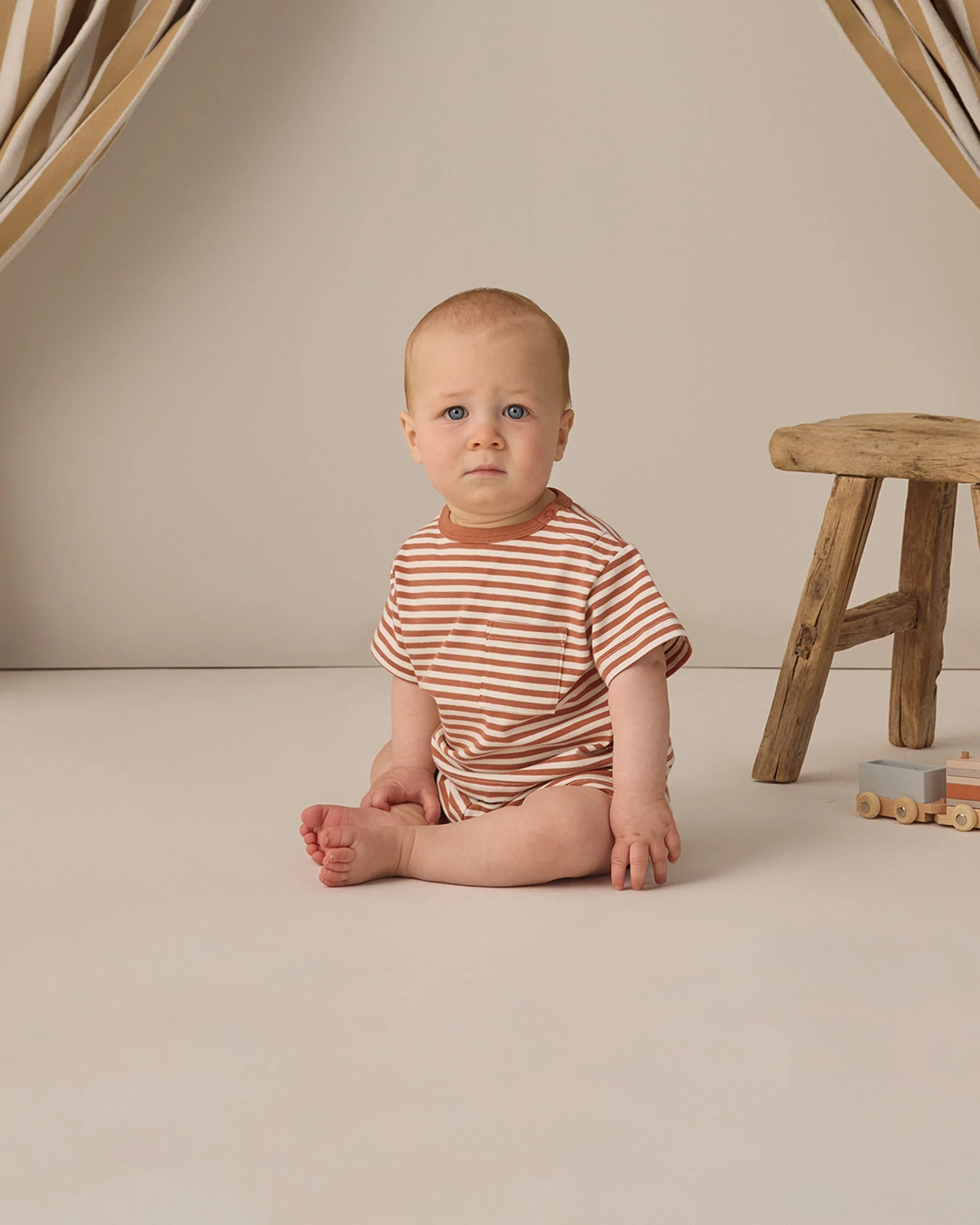Boxy Pocket Tee + Short Set Poppy Stripe - Image 4