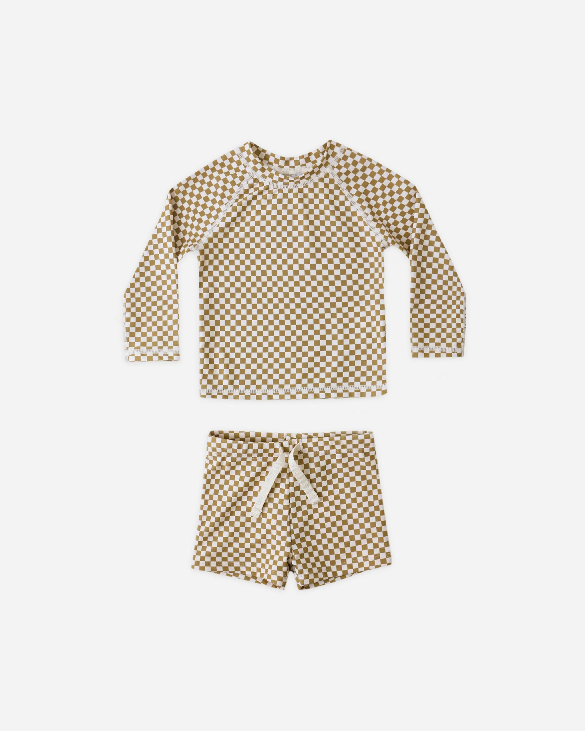 Boys Rashguard Set Ocre Check
