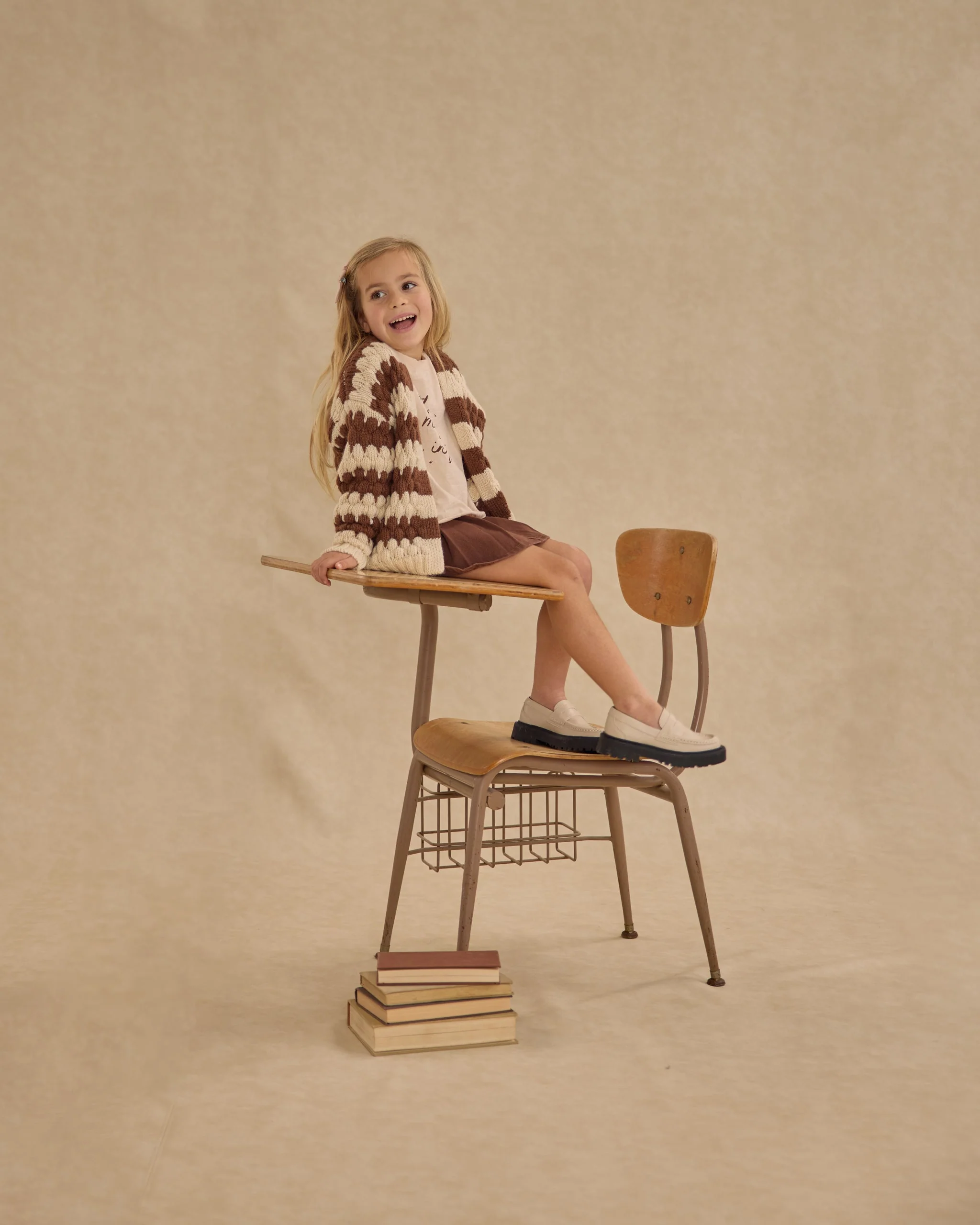Bubble Knit Cardigan || Brown Stripe - Image 4