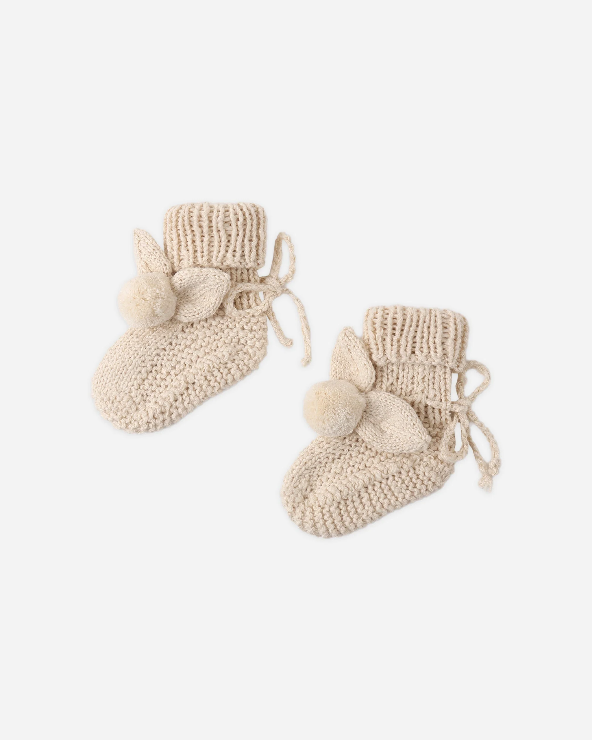 Bunny Knit Booties Ecru