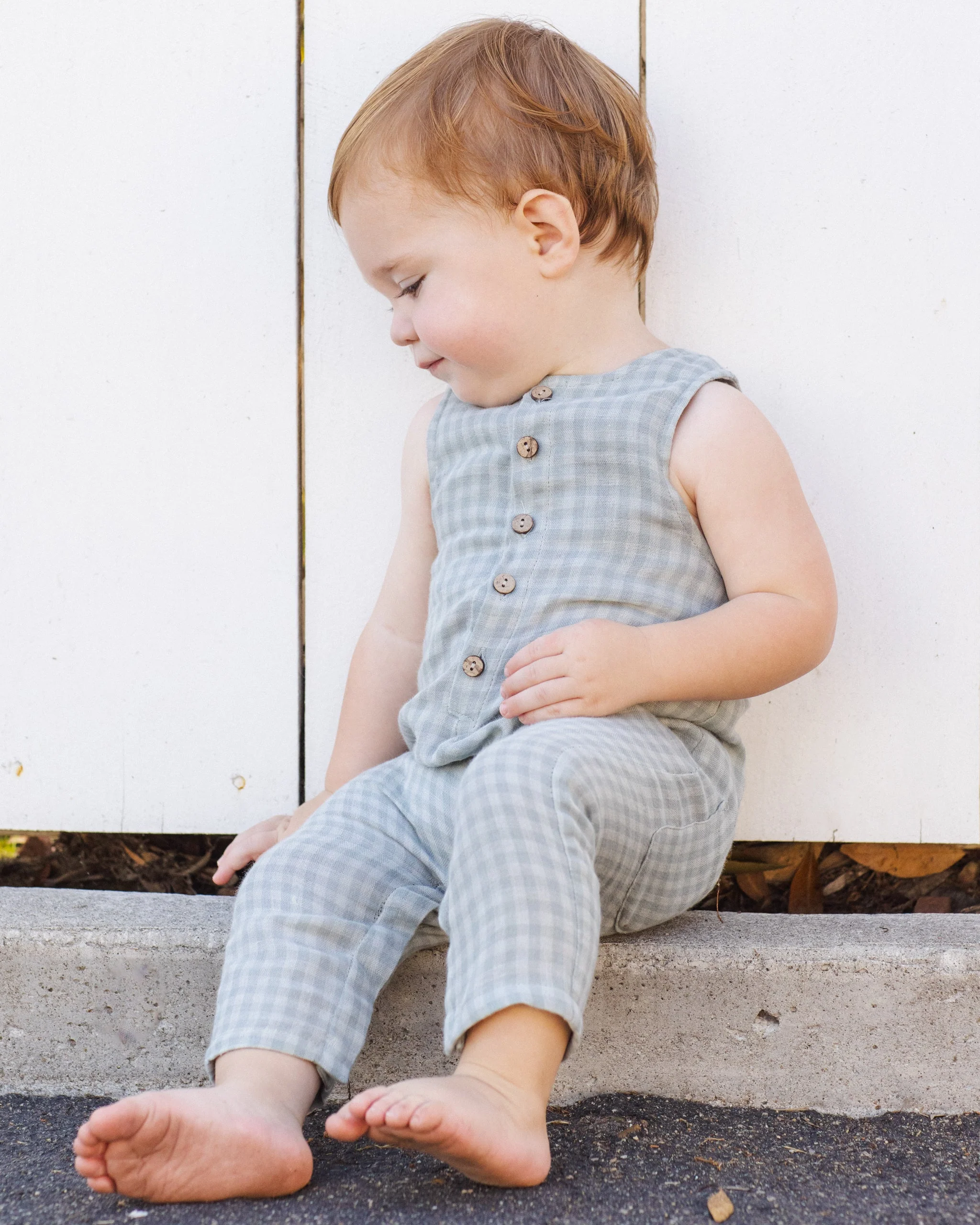 Button Jumpsuit Green Gingham - Image 3