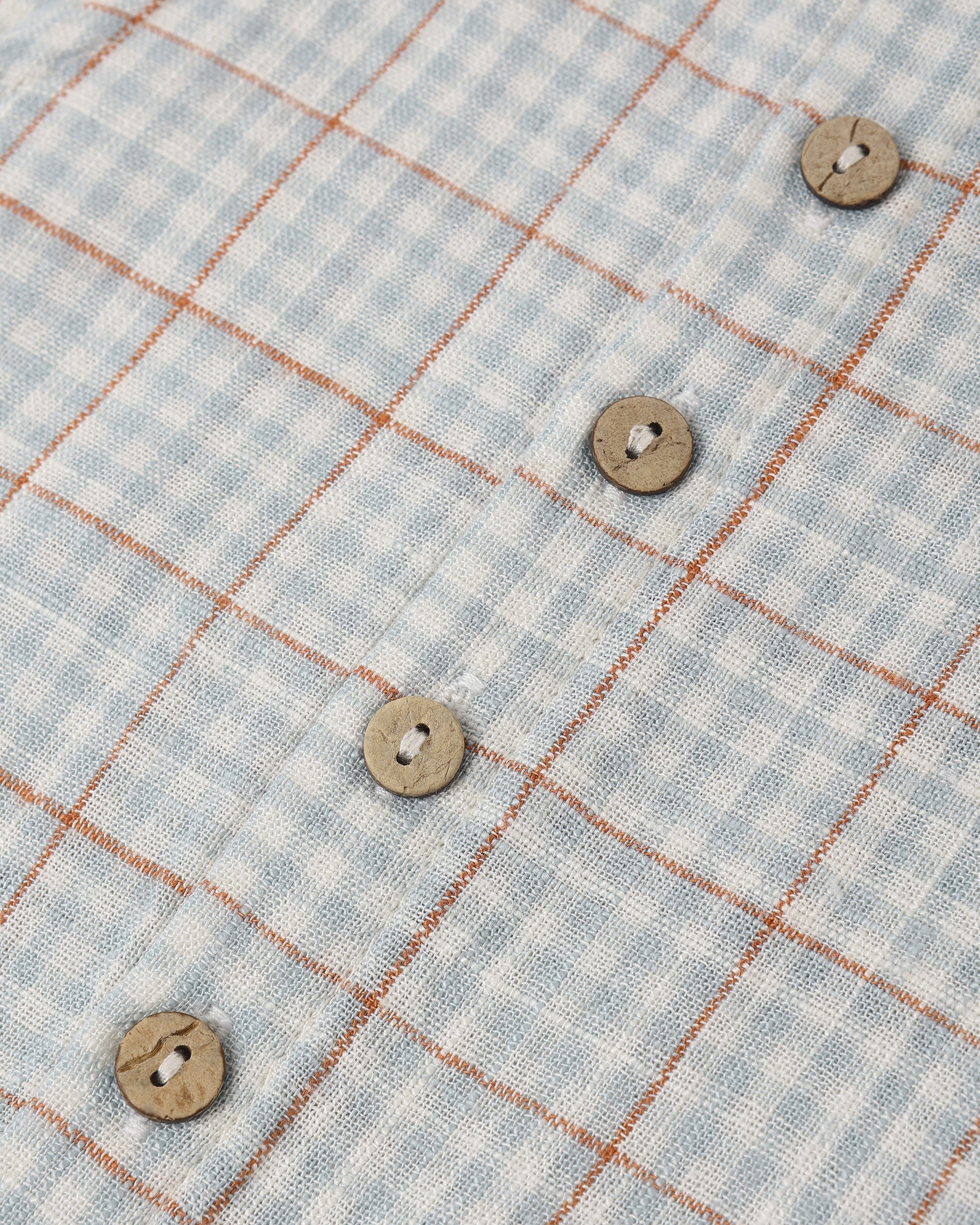 Button Jumpsuit Light Blue Plaid - Image 6