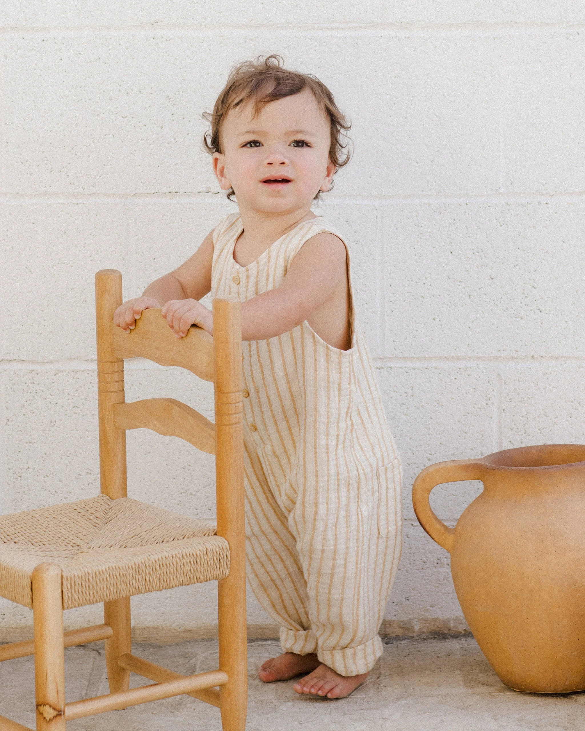 Button Jumpsuit || Marigold Stripe - Image 3