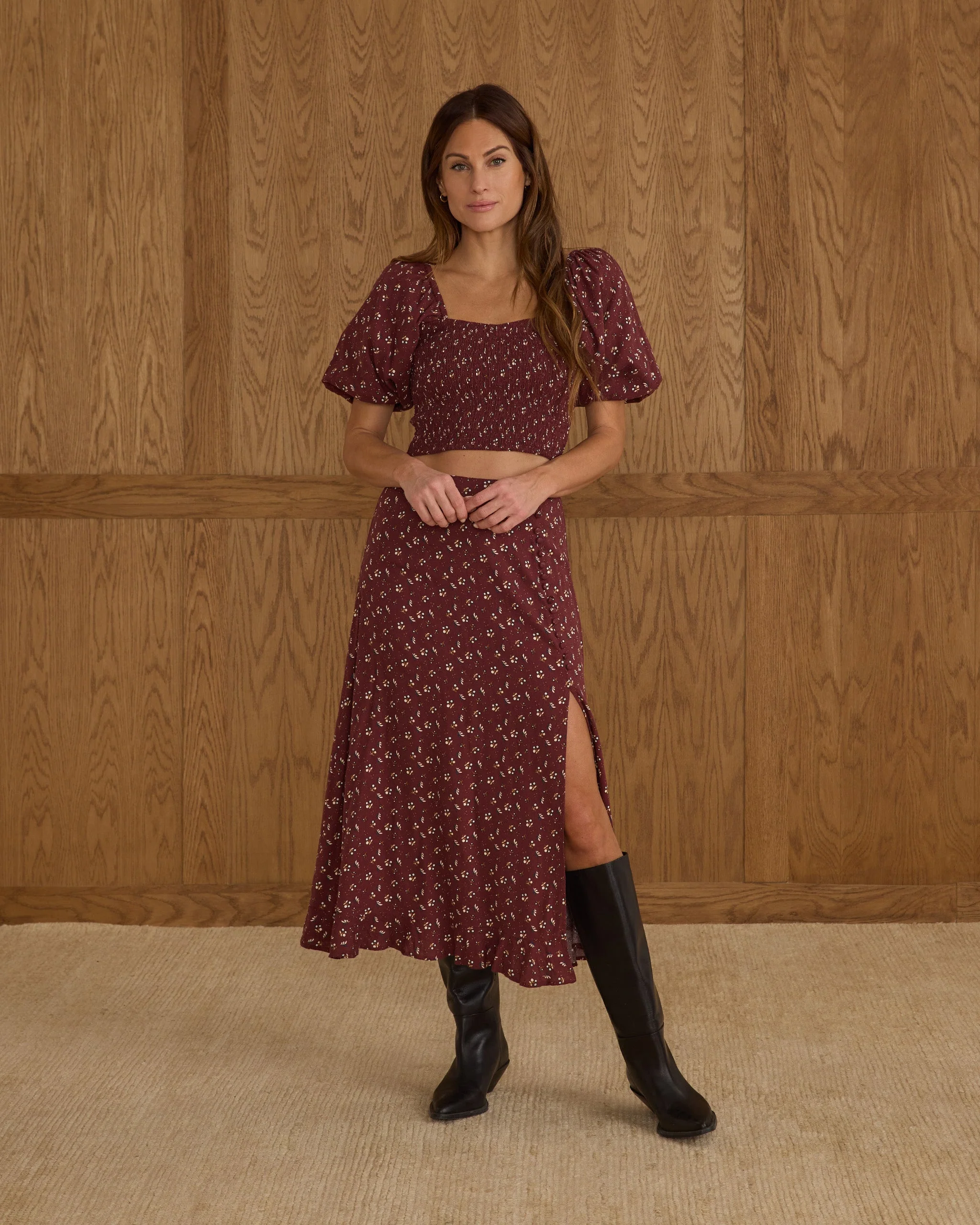 Button Slit Skirt | Harvest Berry - Image 4