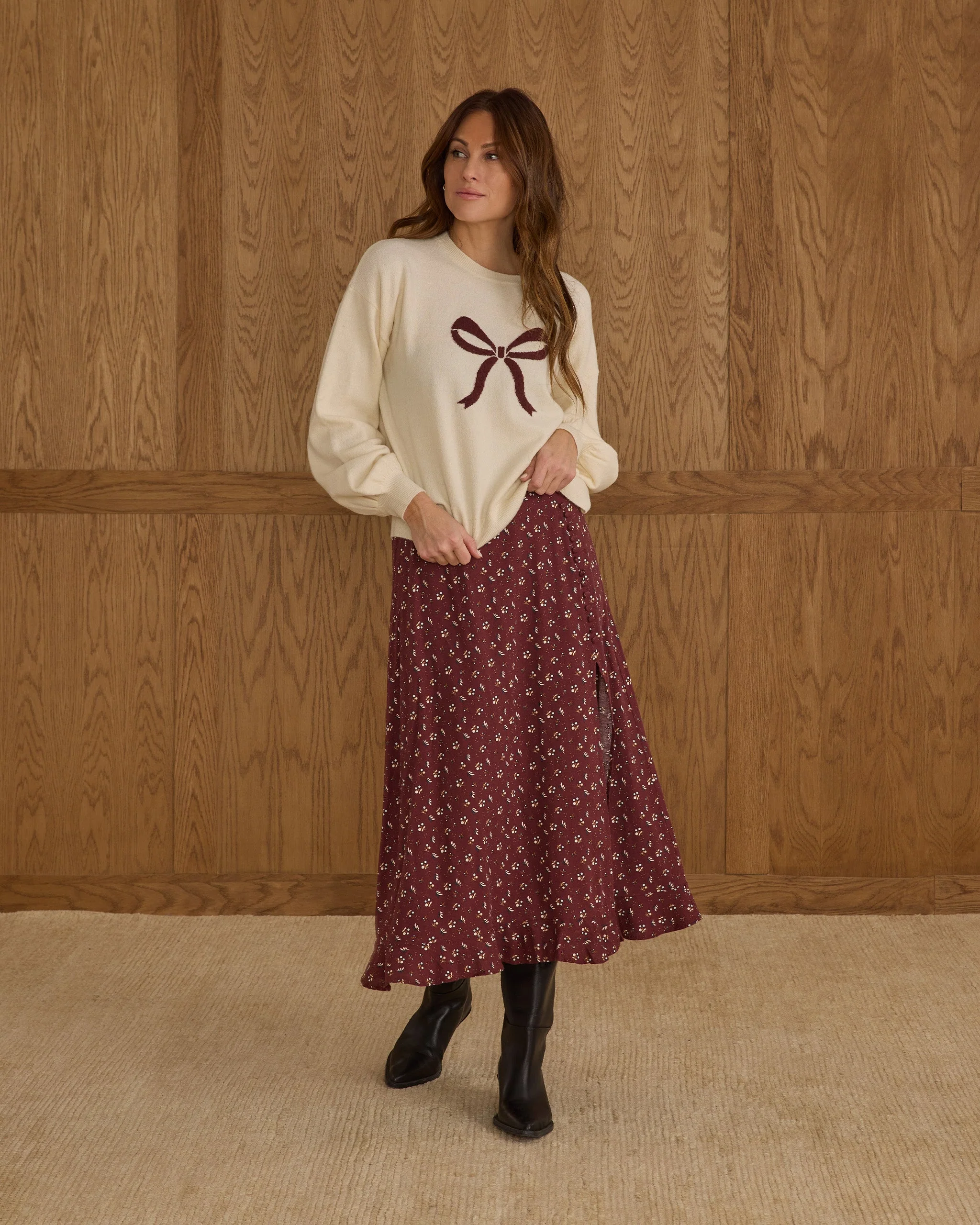 Button Slit Skirt | Harvest Berry - Image 5