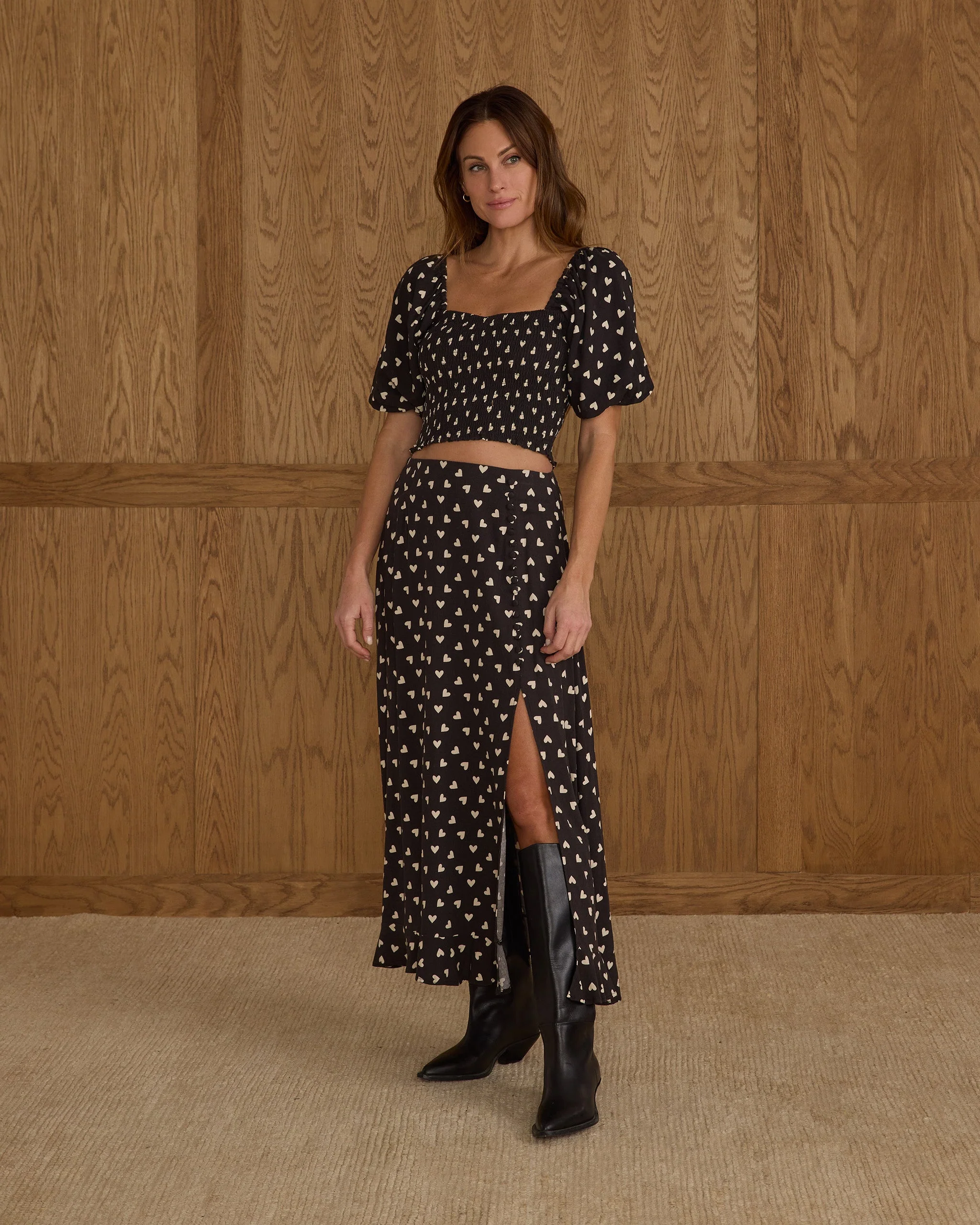 Button Slit Skirt | Hearts - Image 4