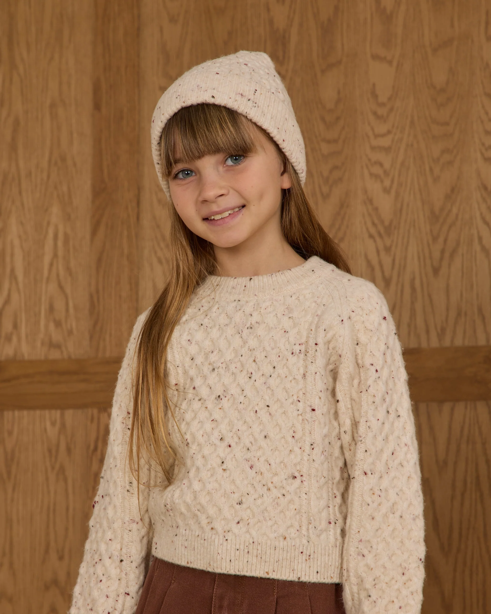 Cable Knit Sweater || Natural Speckled - Image 2