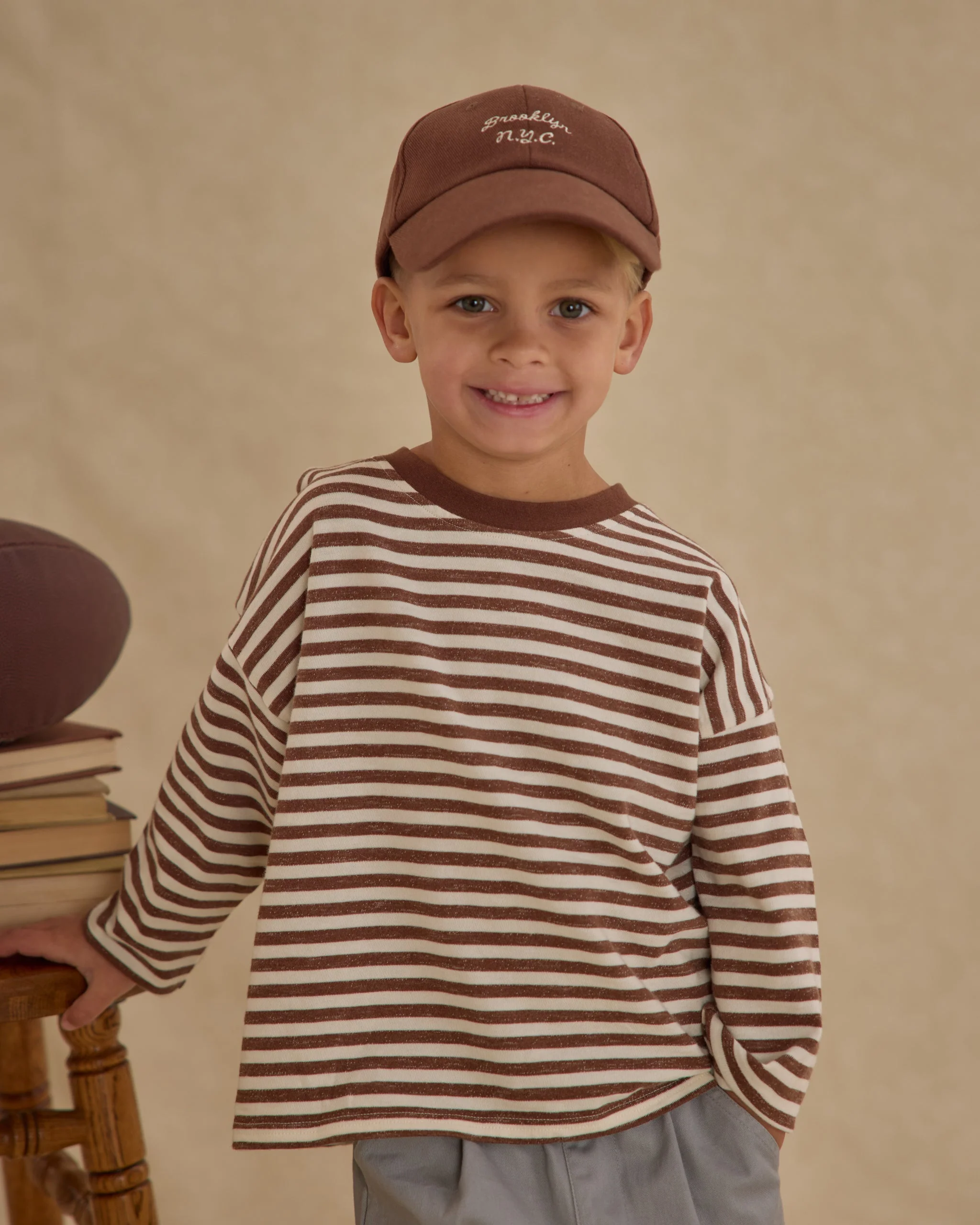 Camden Long Sleeve Tee || Brown Stripe - Image 2