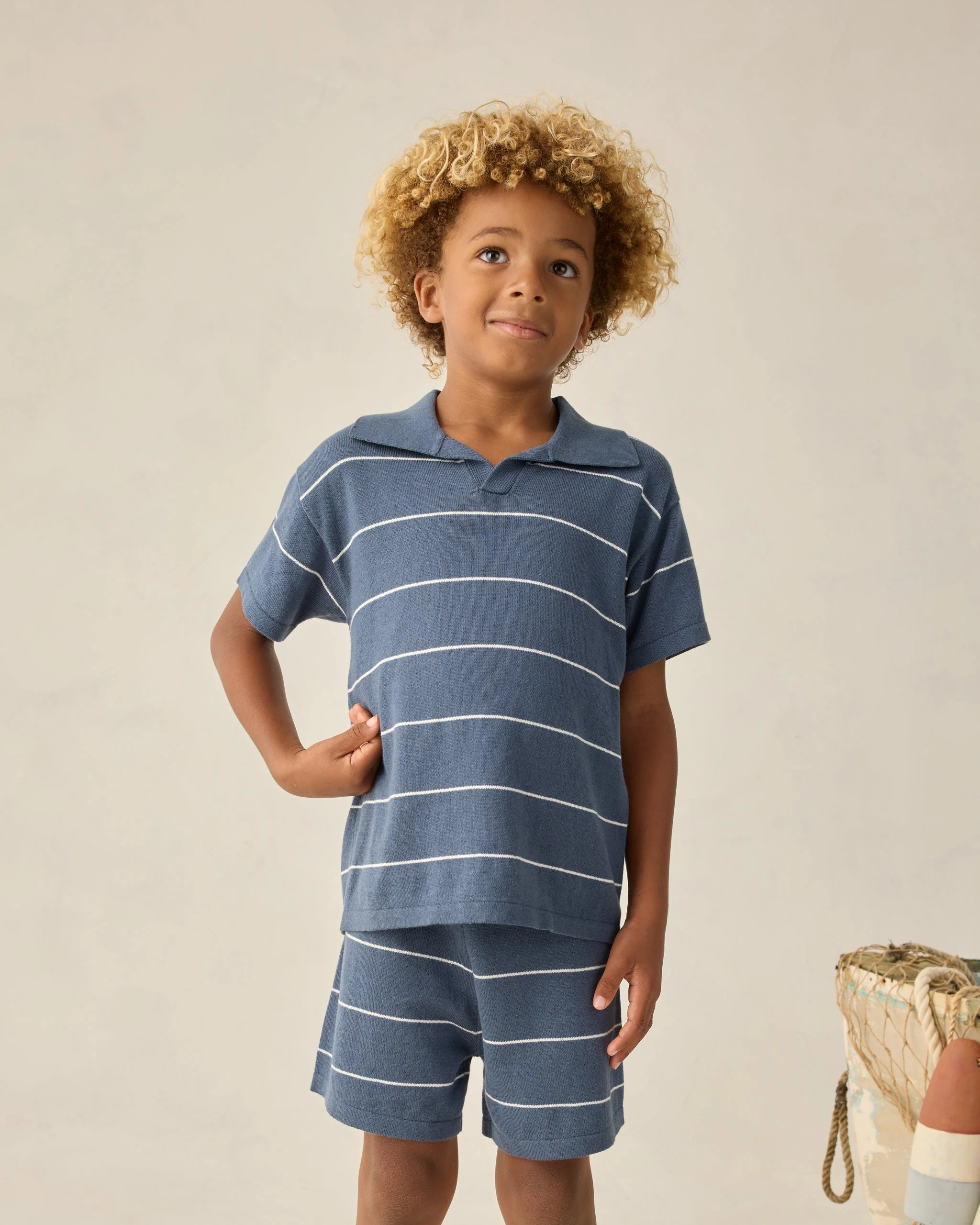 Chandler Knit Polo Navy Stripe - Image 2