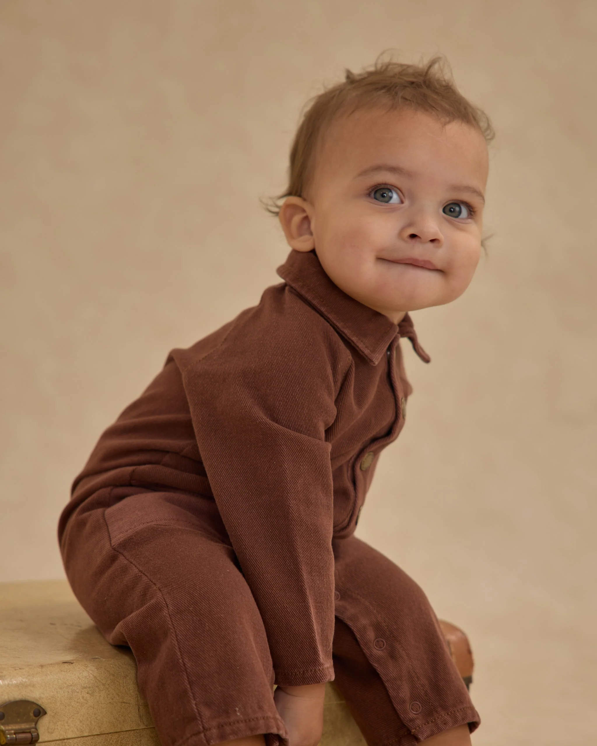 Collared Baby Jumpsuit || Brown - Image 2