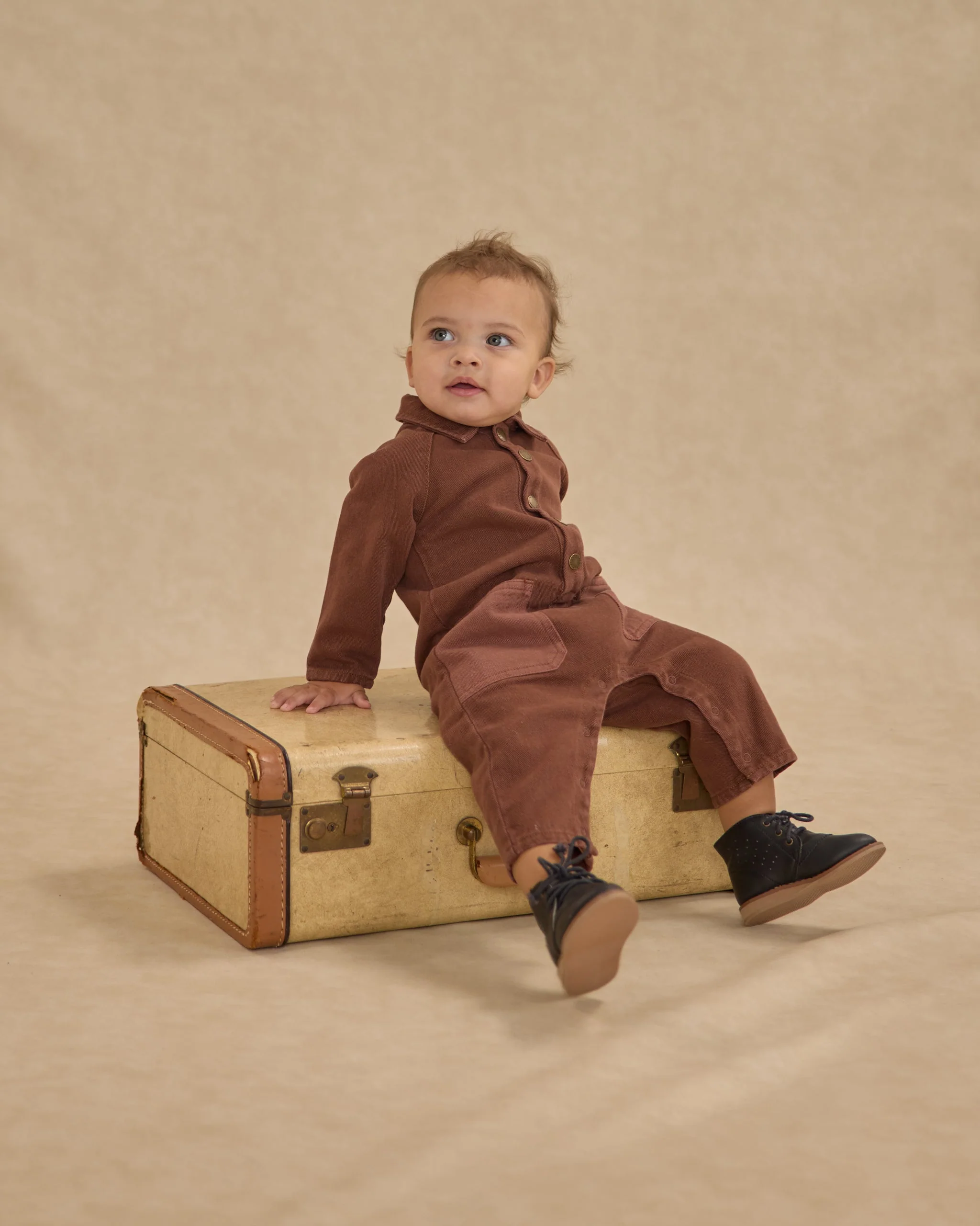 Collared Baby Jumpsuit || Brown - Image 3