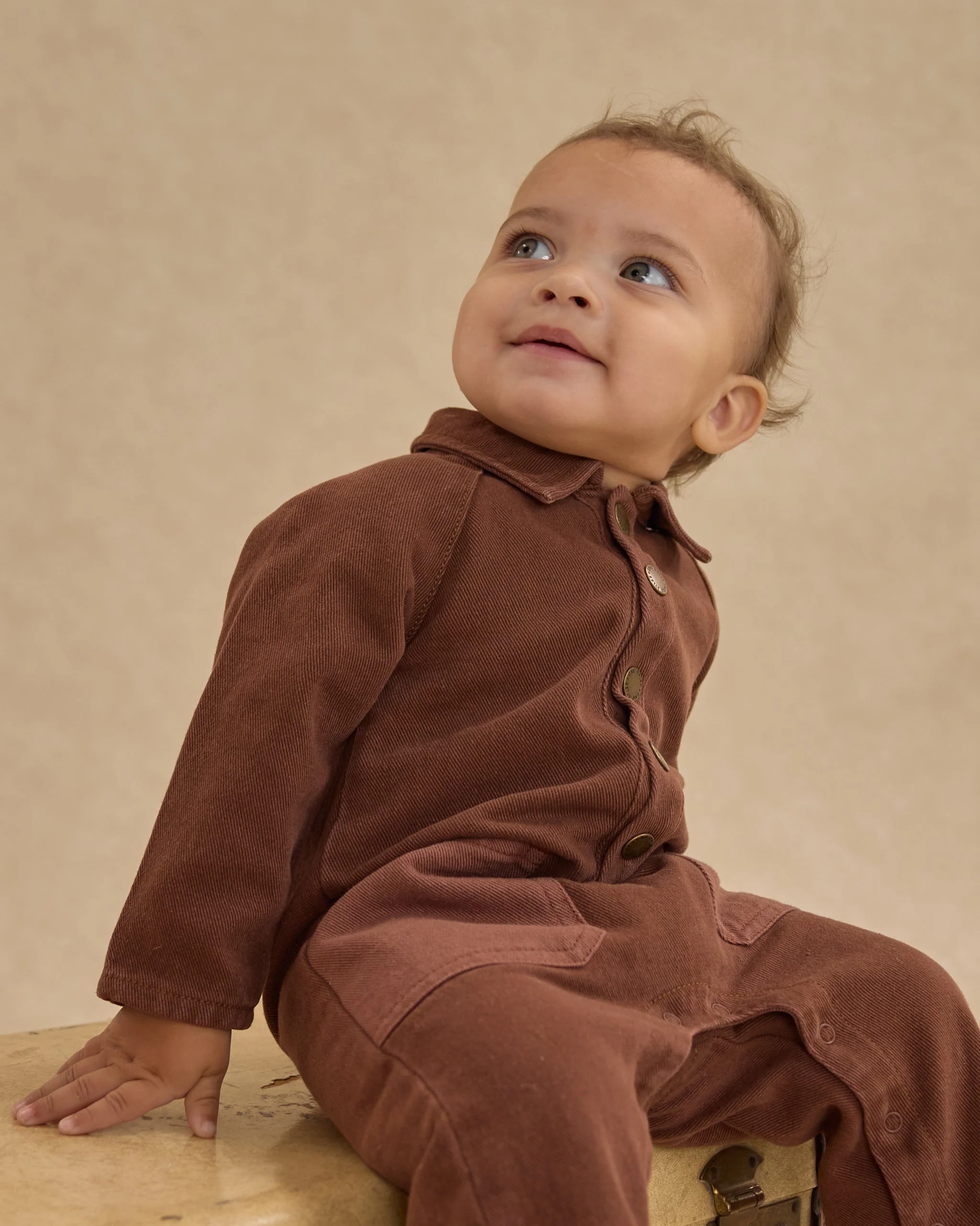 Collared Baby Jumpsuit || Brown - Image 4