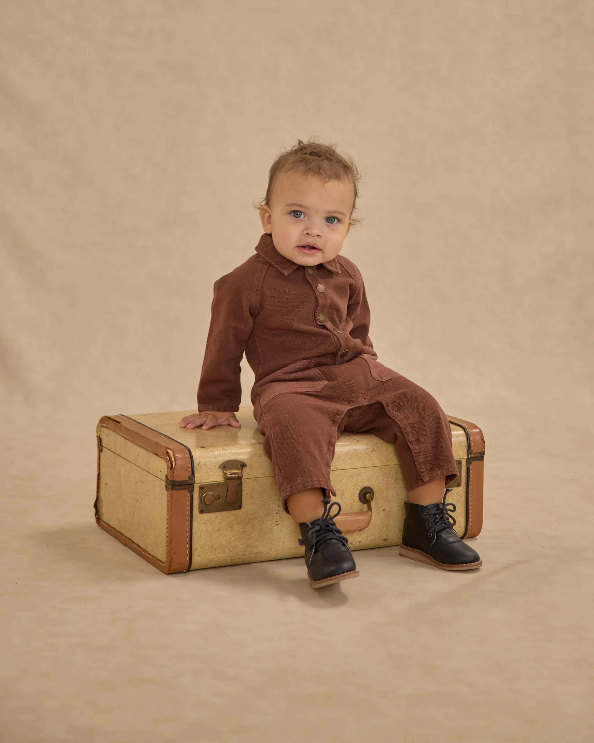 Collared Baby Jumpsuit || Brown - Image 5