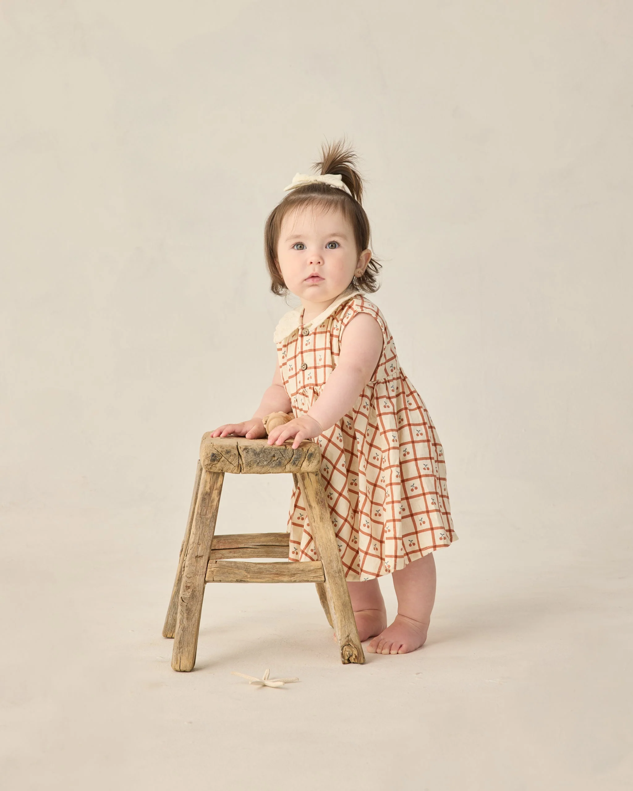 Collared Babydoll Dress Cherry Check - Image 3