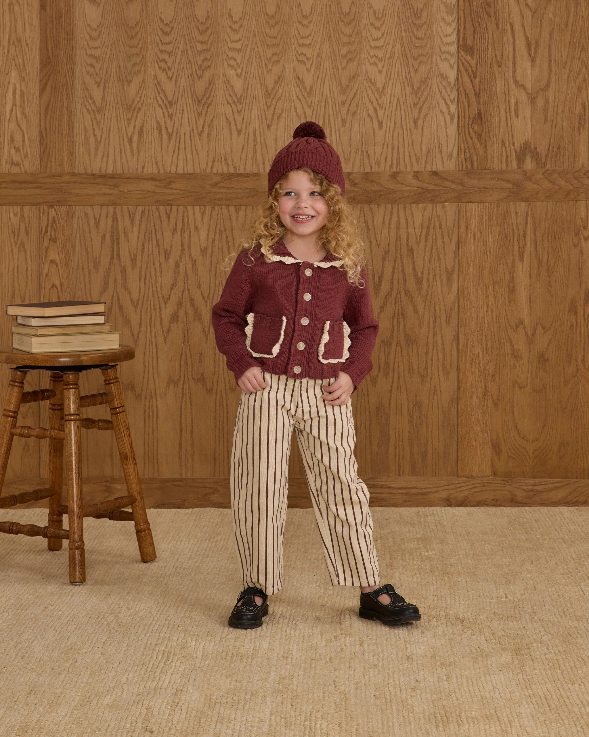Collared Cardigan || Burgundy - Image 2