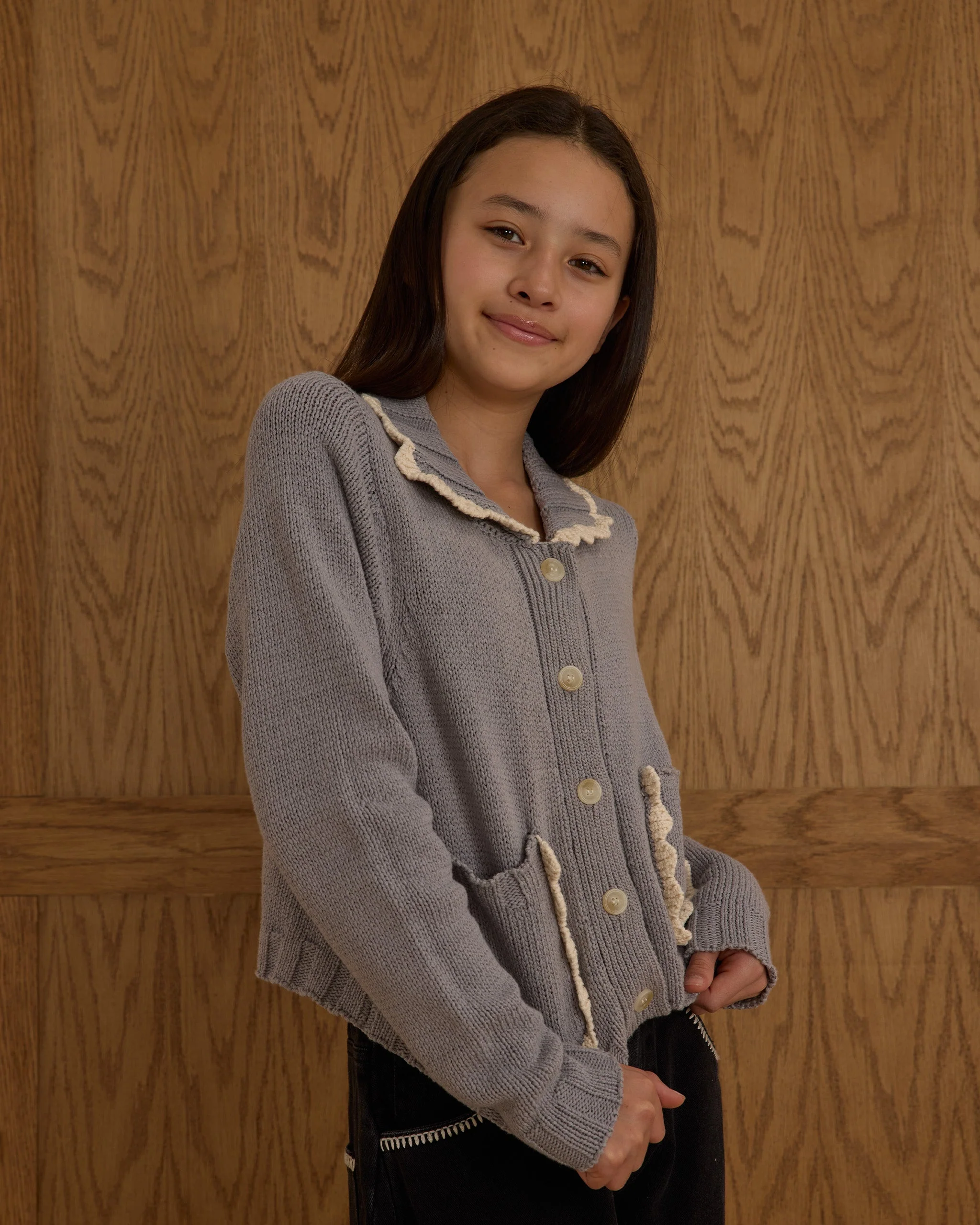 Collared Cardigan || Dusty Blue - Image 3
