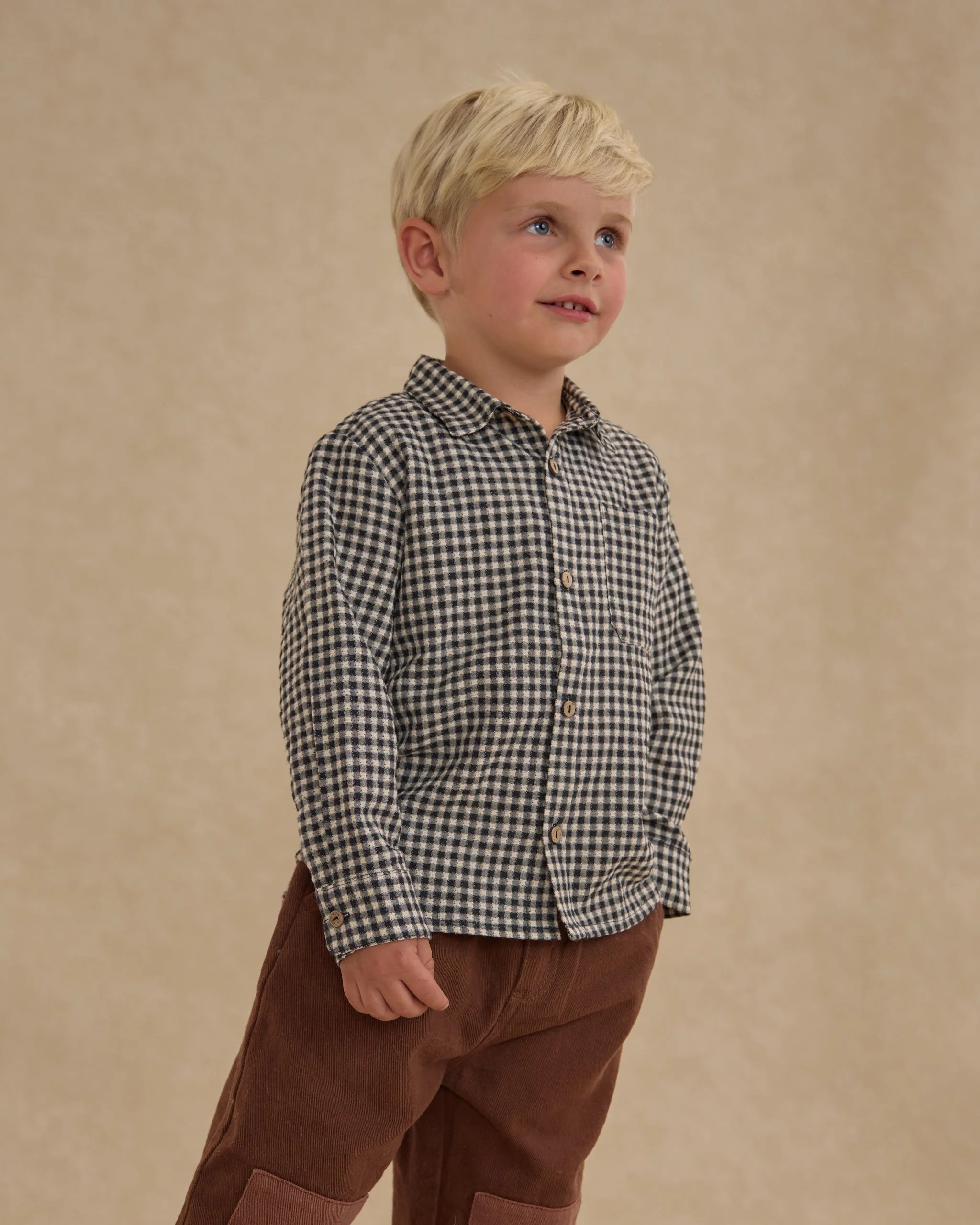 Collared Long Sleeve Shirt || Black Gingham - Image 2
