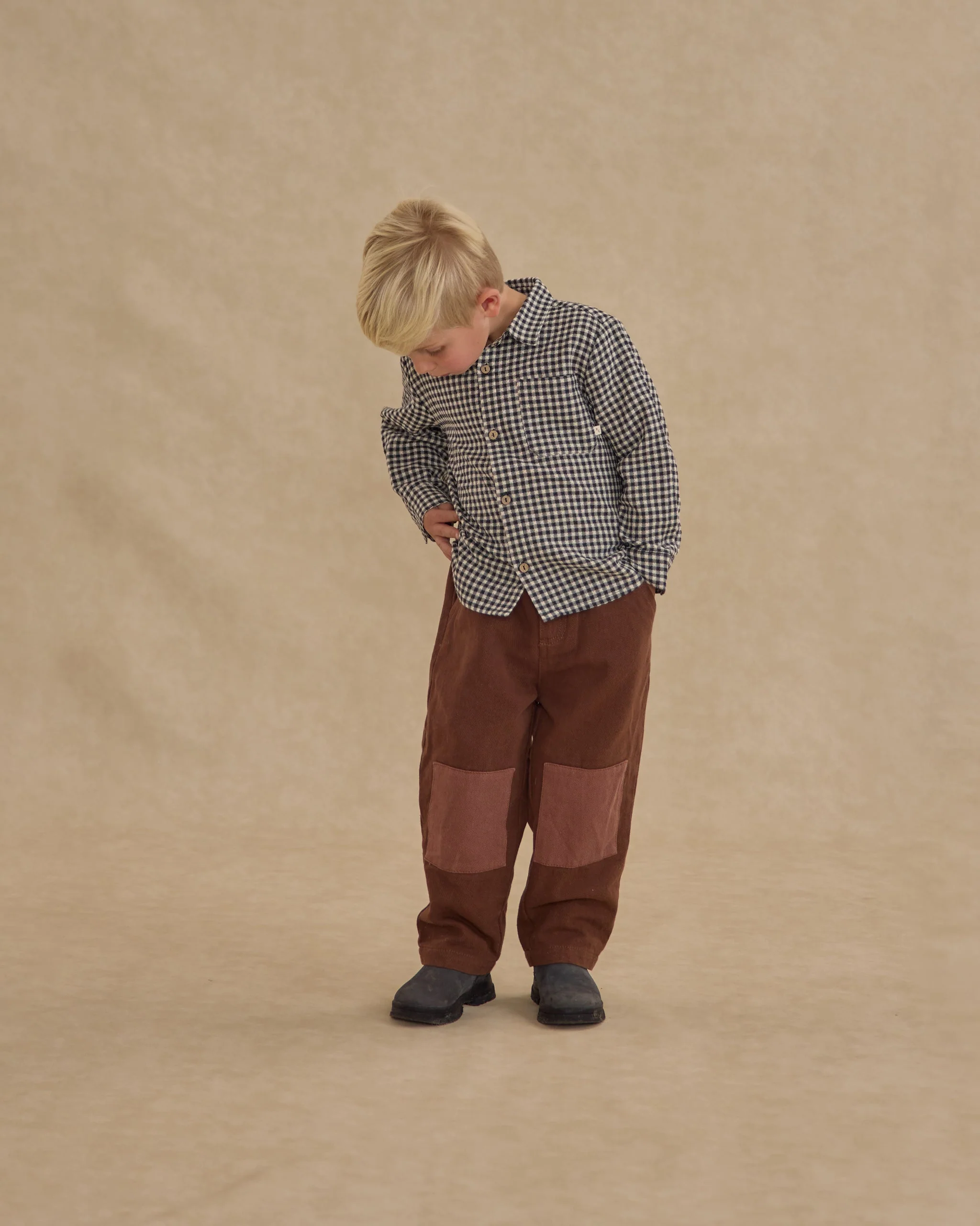 Collared Long Sleeve Shirt || Black Gingham - Image 3