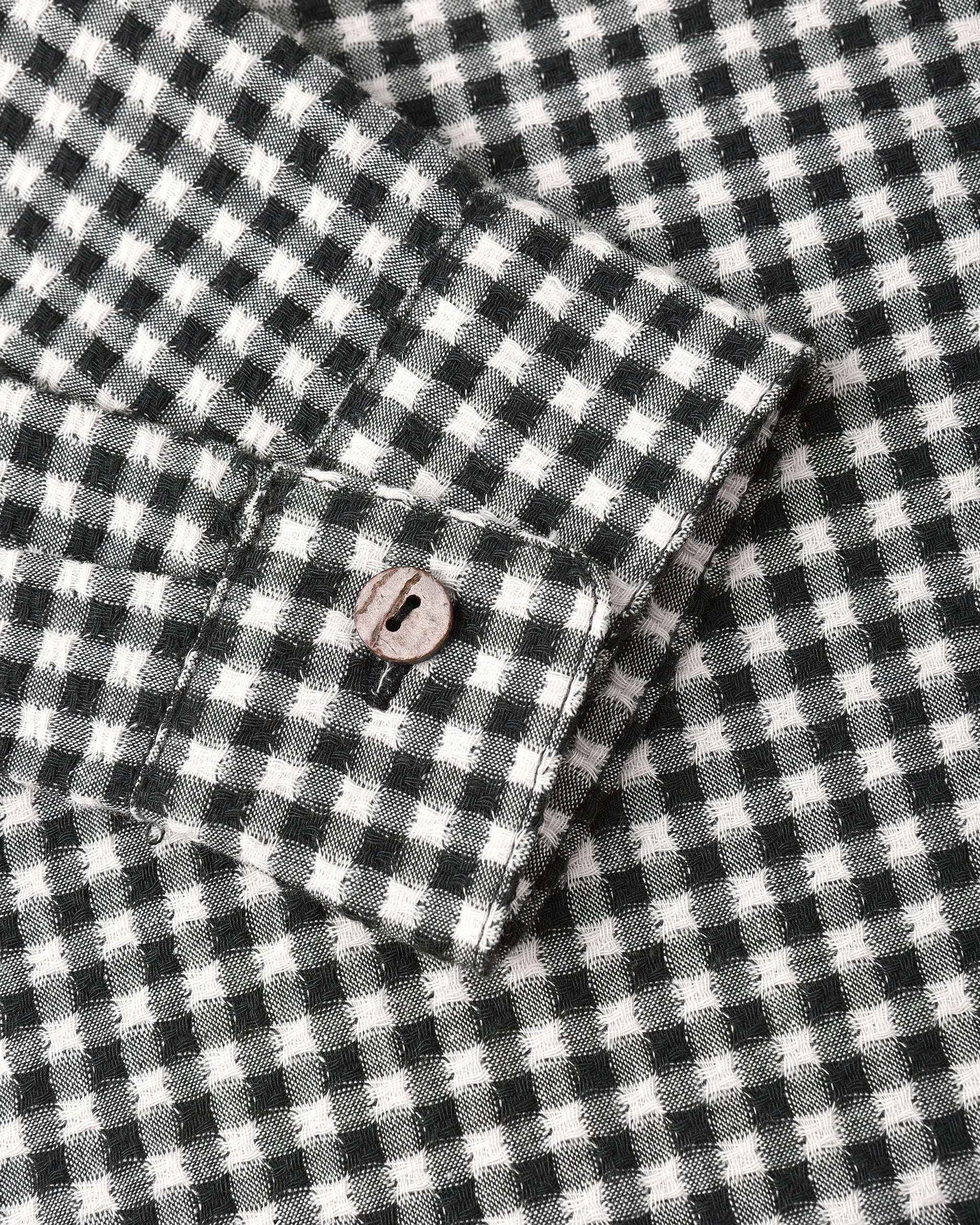 Collared Long Sleeve Shirt || Black Gingham - Image 4