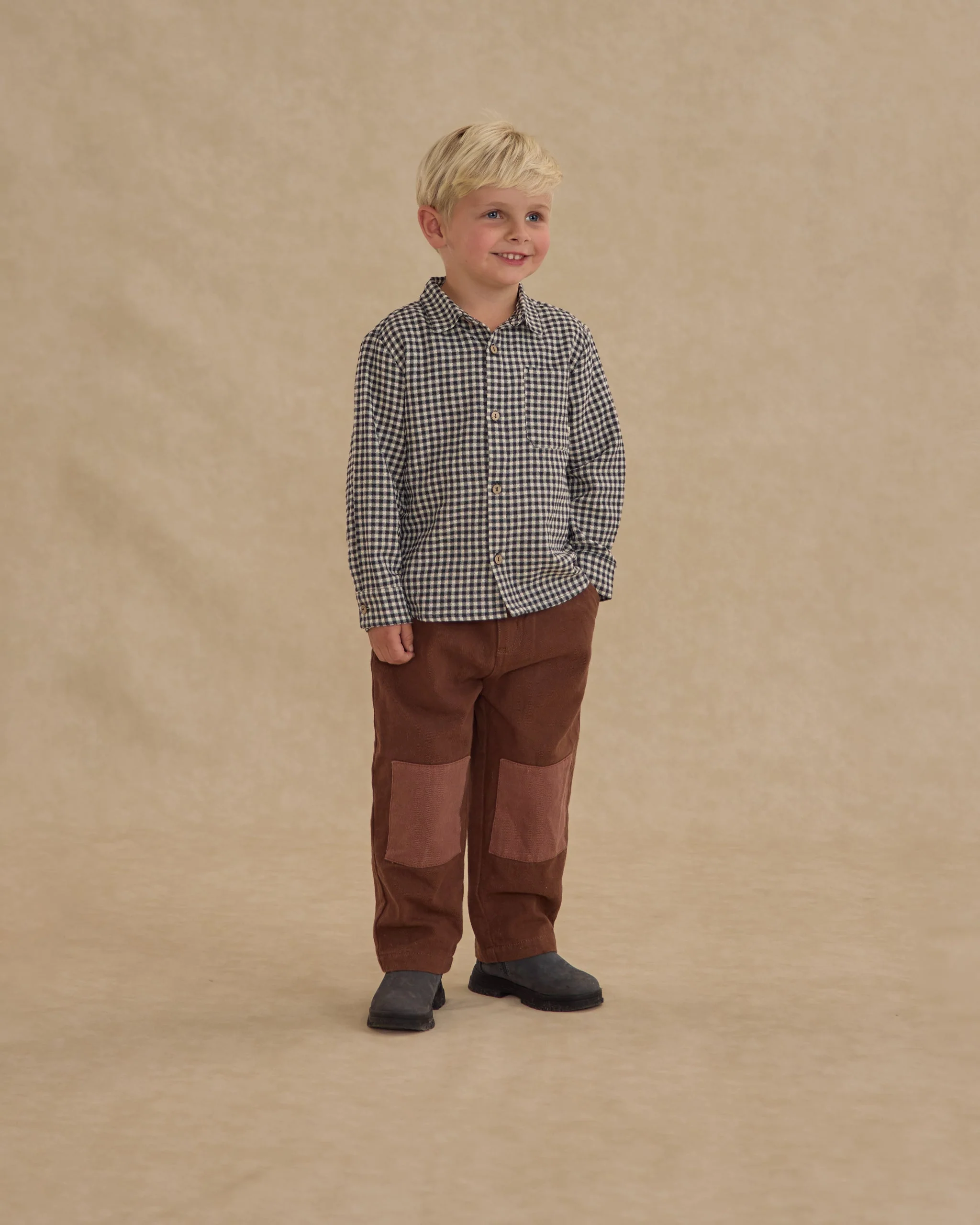 Collared Long Sleeve Shirt || Black Gingham - Image 5