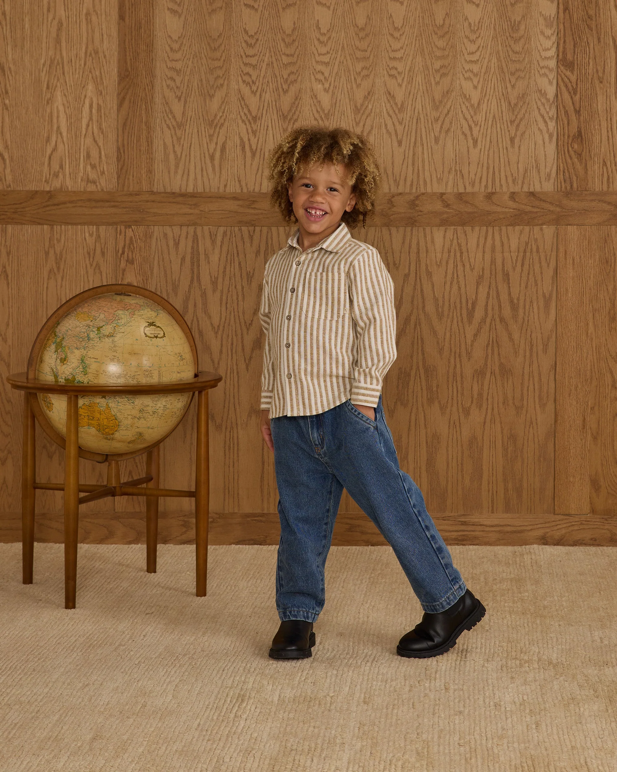 Collared Long Sleeve Shirt || Golden Stripe - Image 3