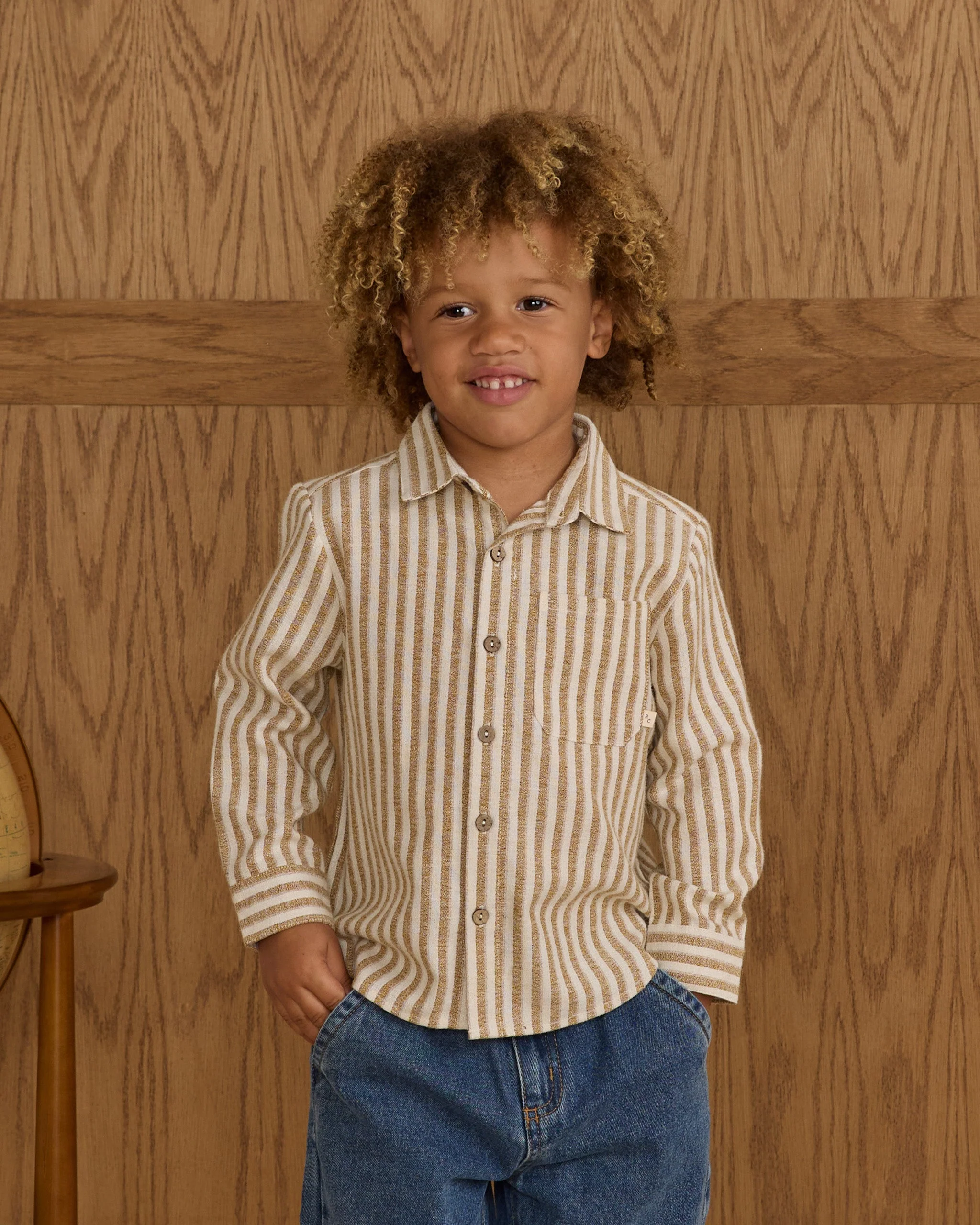 Collared Long Sleeve Shirt || Golden Stripe - Image 4
