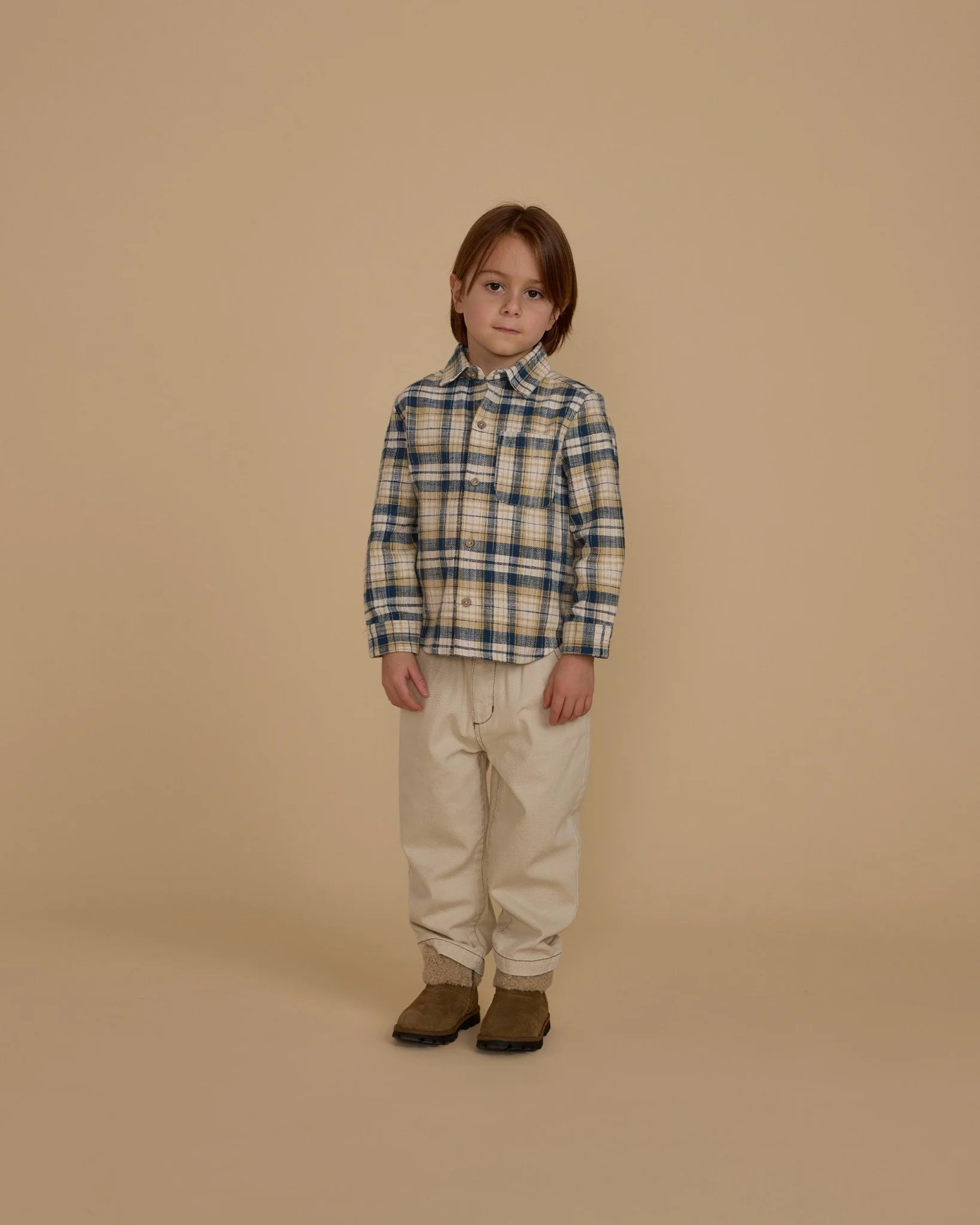 Collared Long Sleeve Shirt || Indigo Plaid - Image 3