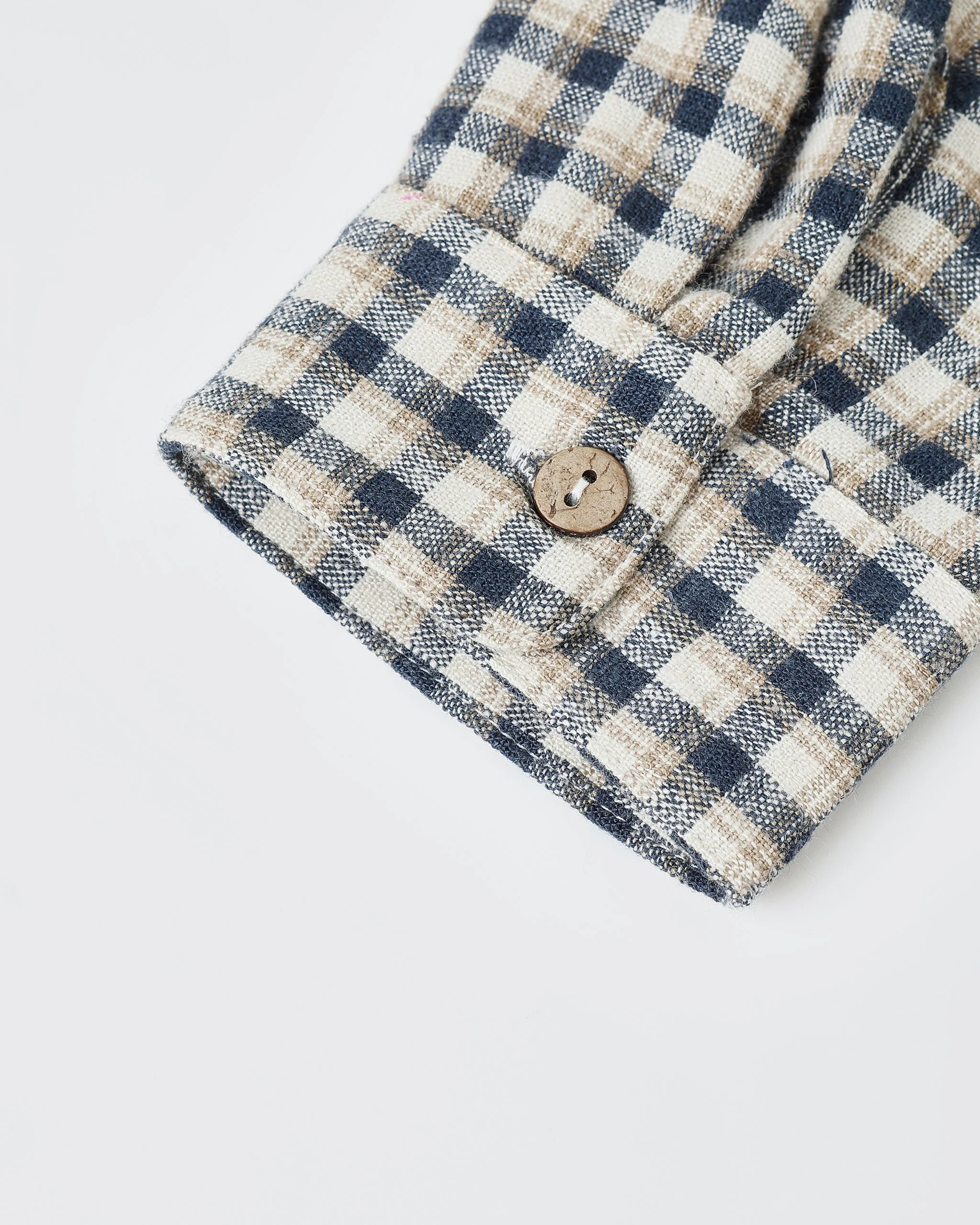 Collared Long Sleeve Shirt || Navy Check - Image 2