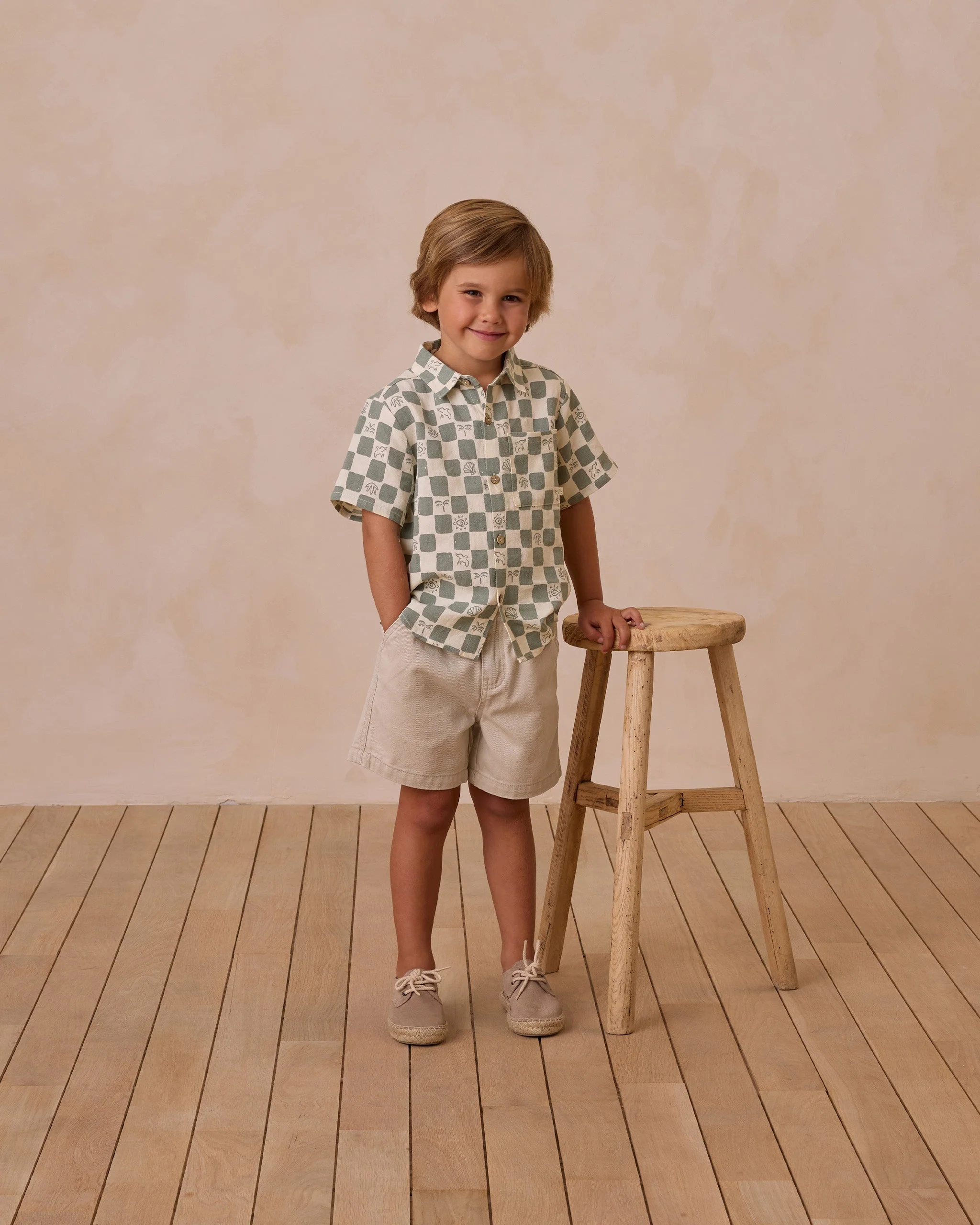 Collared Short Sleeve Shirt || Coastal Check - Image 3