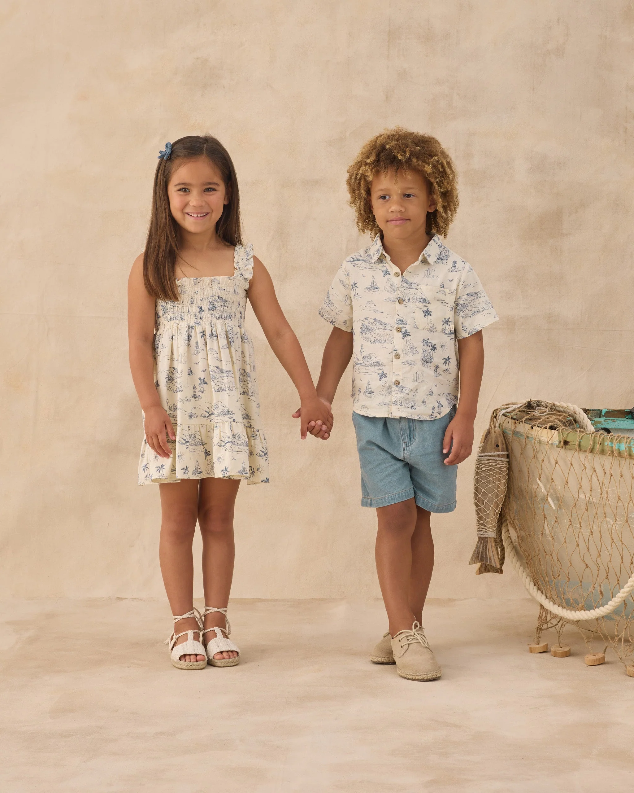 Collared Short Sleeve Shirt Ocean Toile - Image 5