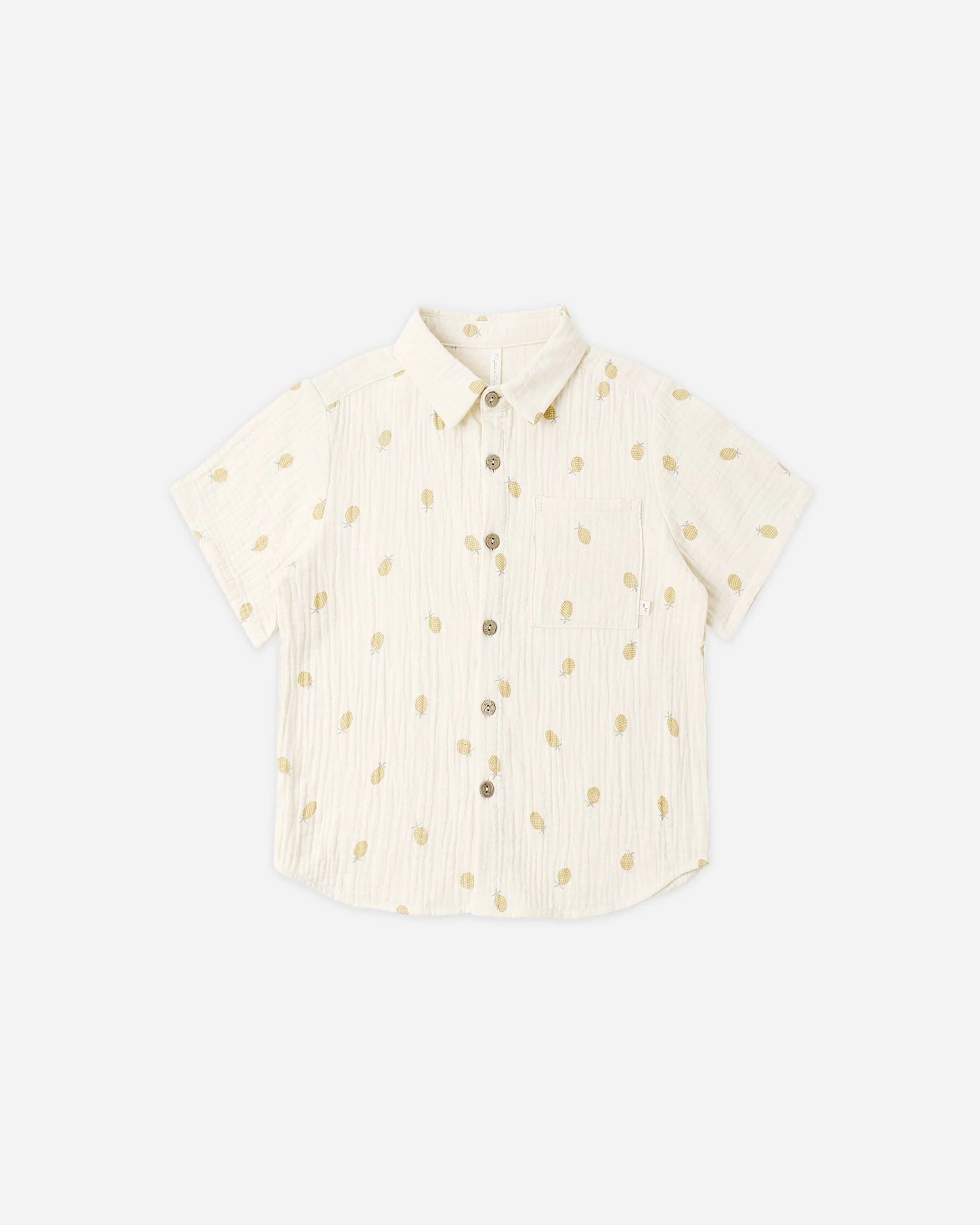 Collared Short Sleeve Shirt Pineapple