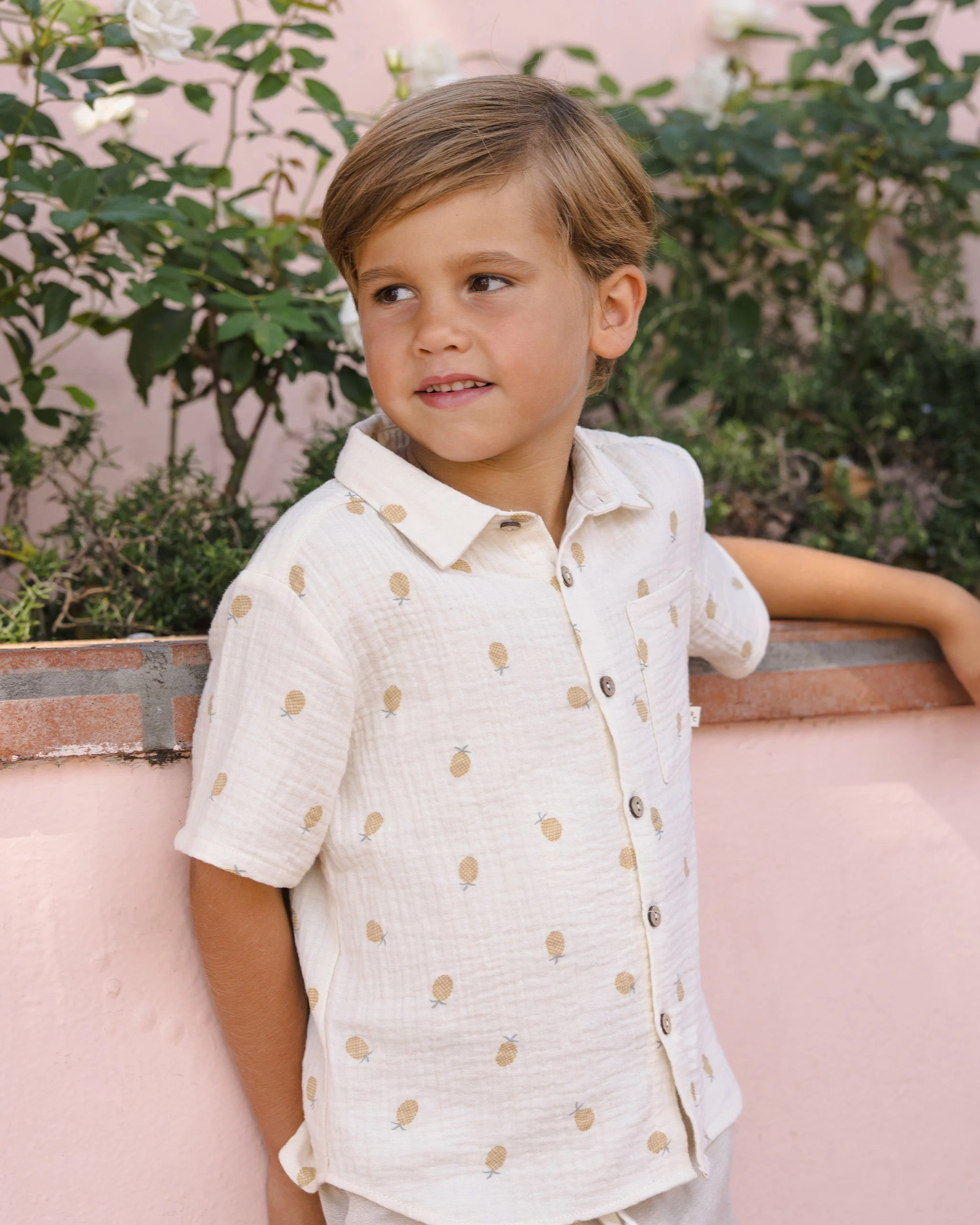 Collared Short Sleeve Shirt Pineapple - Image 5