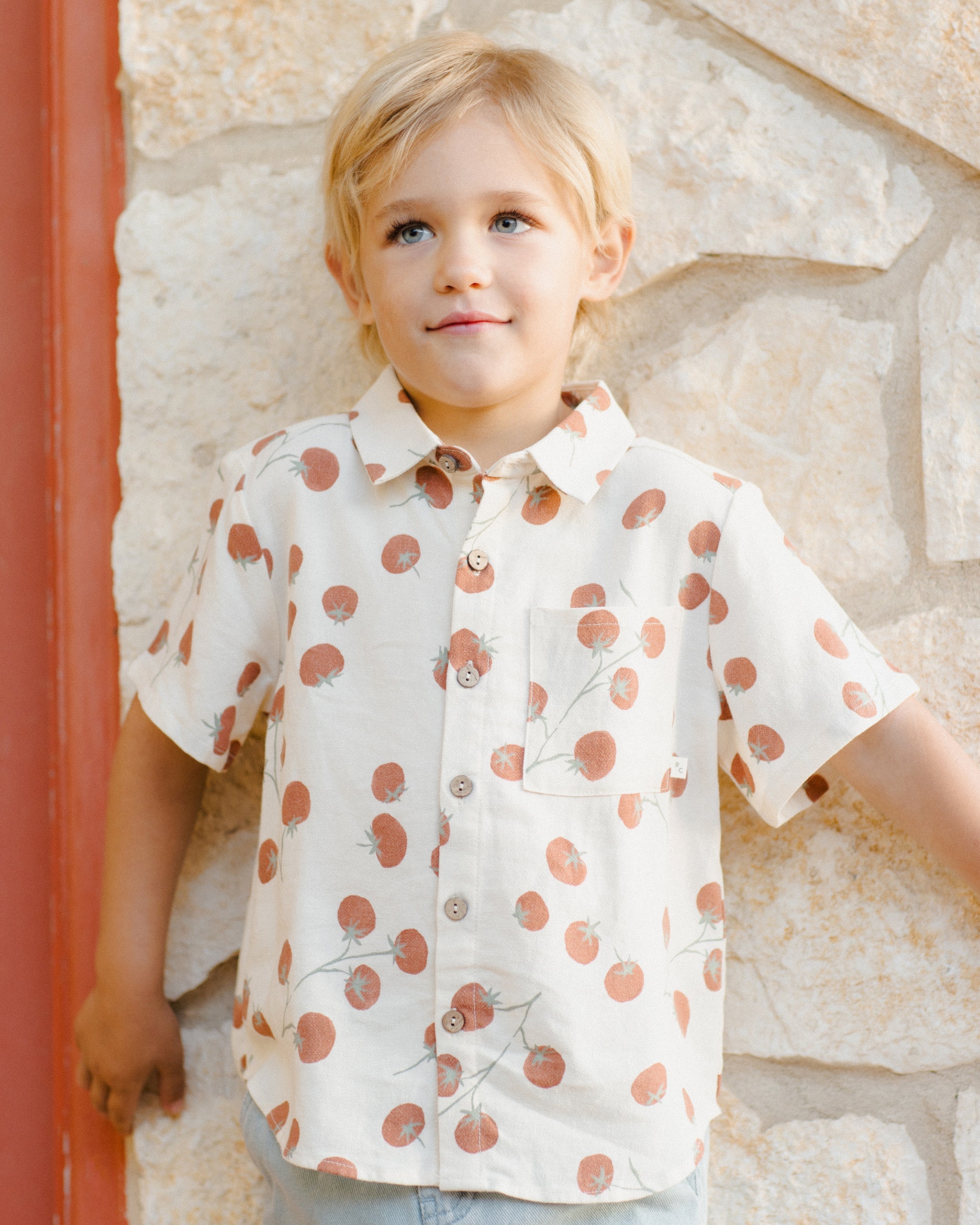 Collared Short Sleeve Shirt || Tomatoes - Image 4