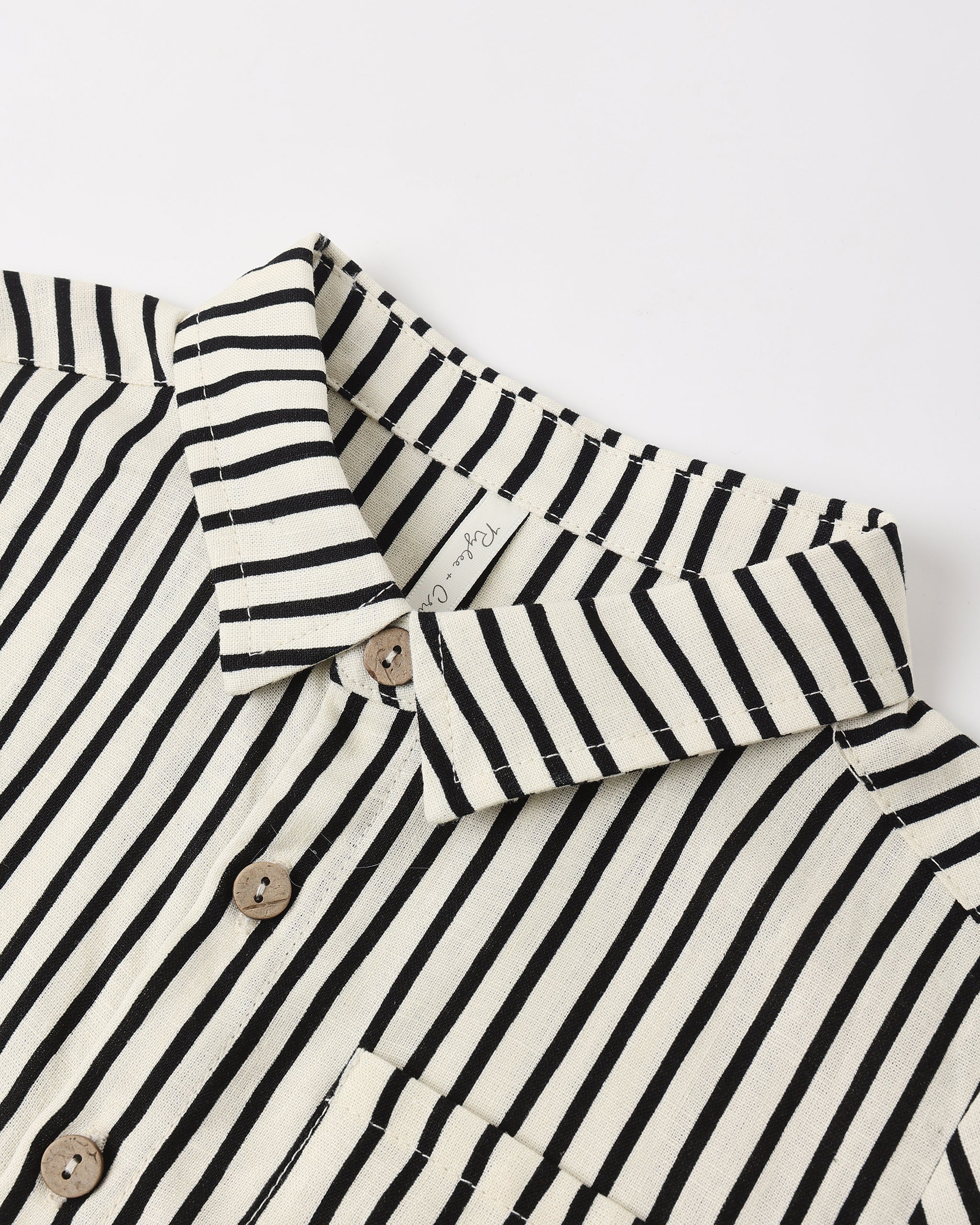 Collared Short Sleeve Shirt Wavy Stripe - Image 4