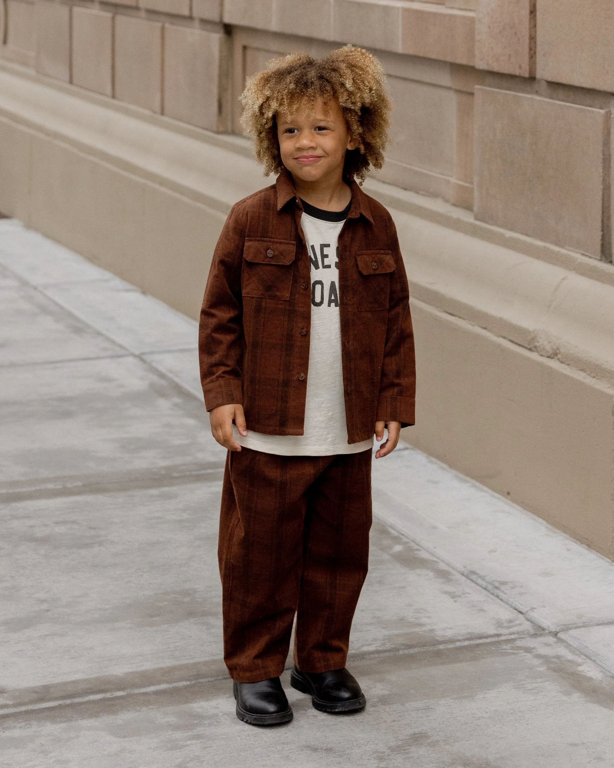 Corduroy Baggy Pant || Brown Plaid - Image 2