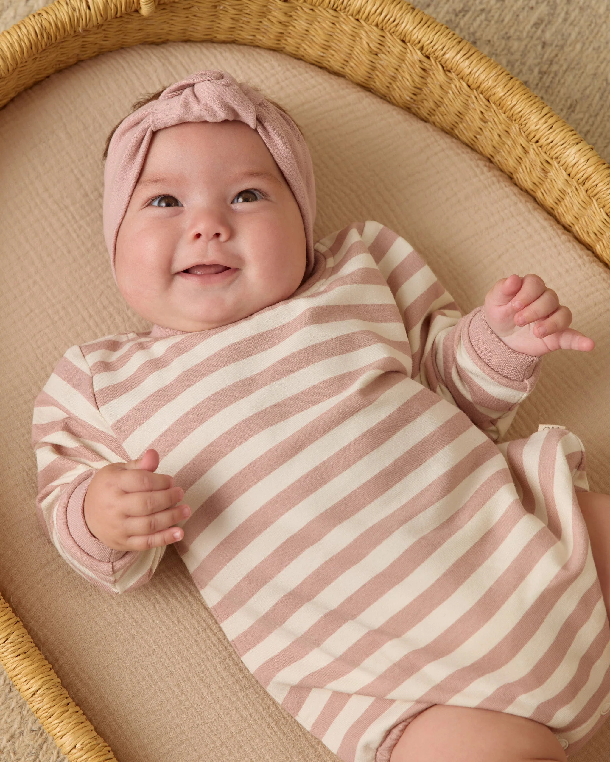 Crewneck Bubble Romper || Pink Stripe - Image 2
