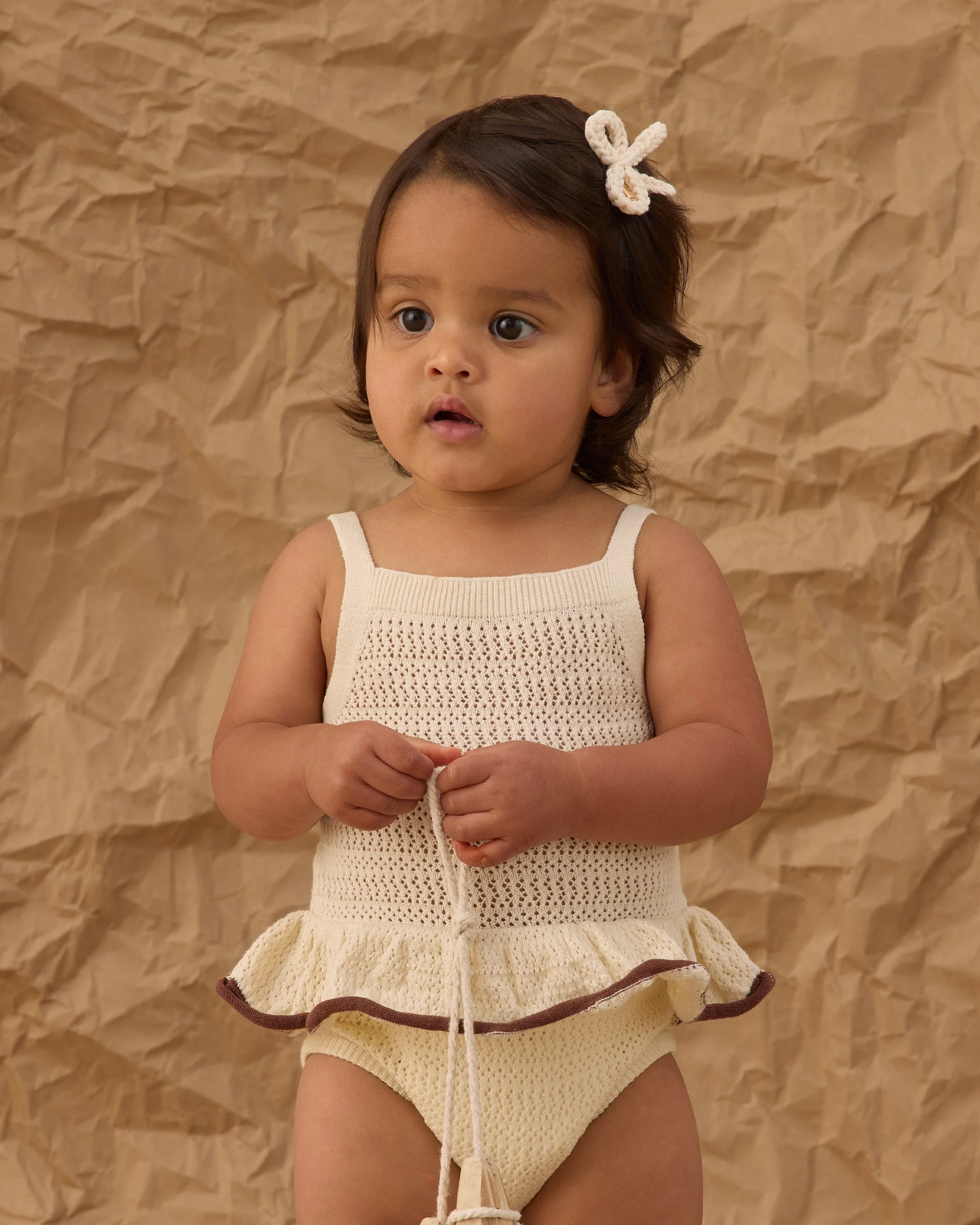 Crochet Ruffle Romper Natural - Image 2