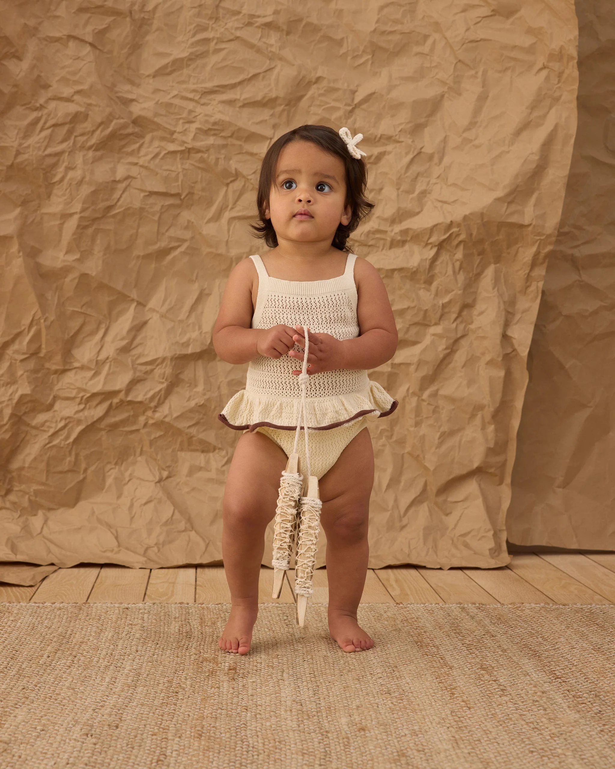 Crochet Ruffle Romper Natural - Image 3