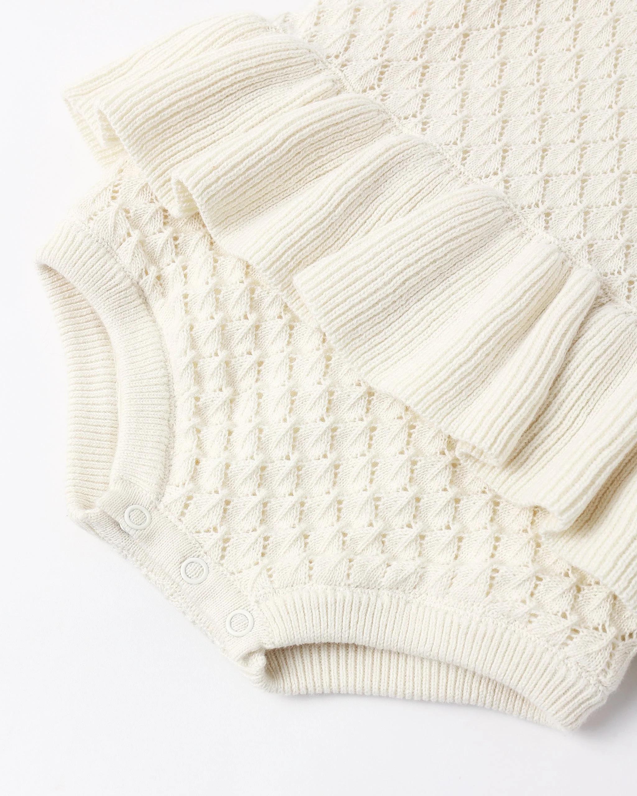 Crochet Ruffle Romper Natural - Image 3