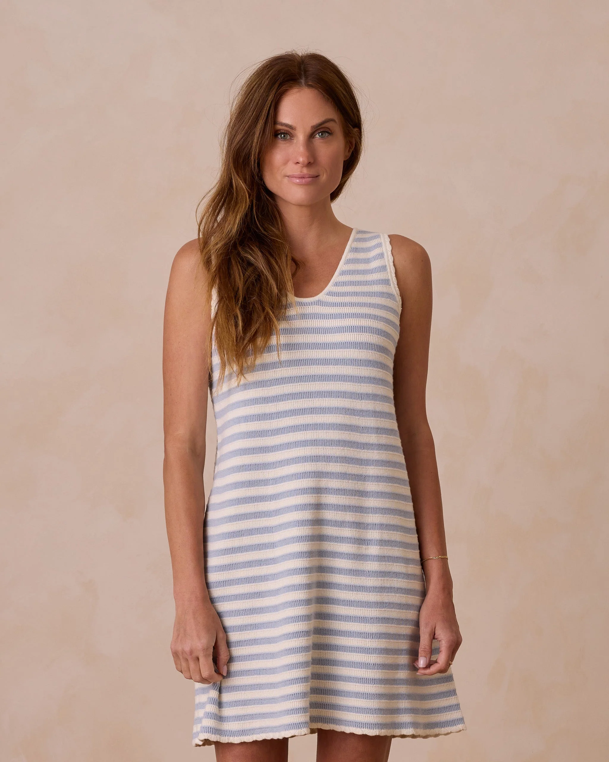 Crochet Tank Mini Dress | Blue Stripe - Image 3