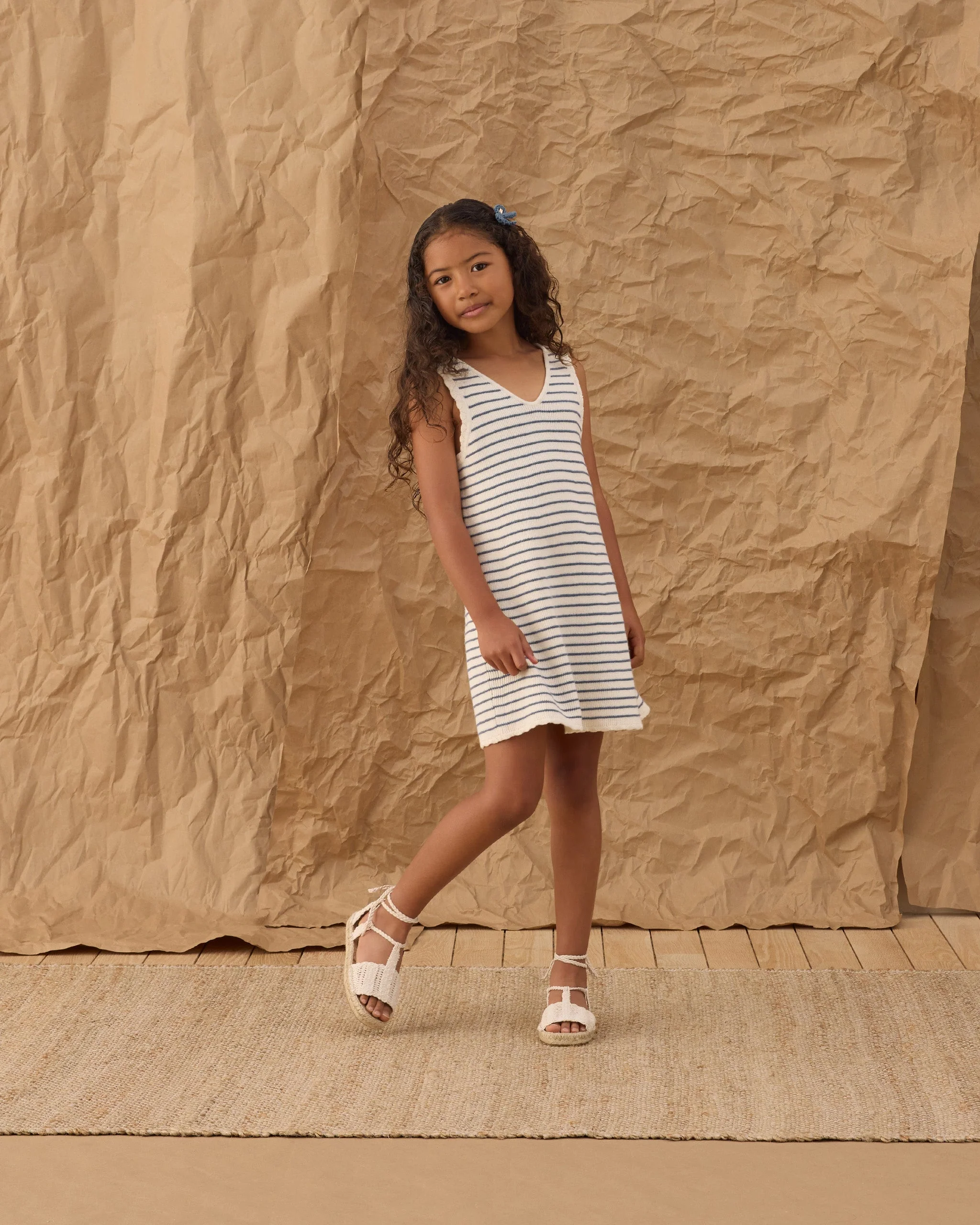 Crochet Tank Mini Dress Marine Stripe - Image 2