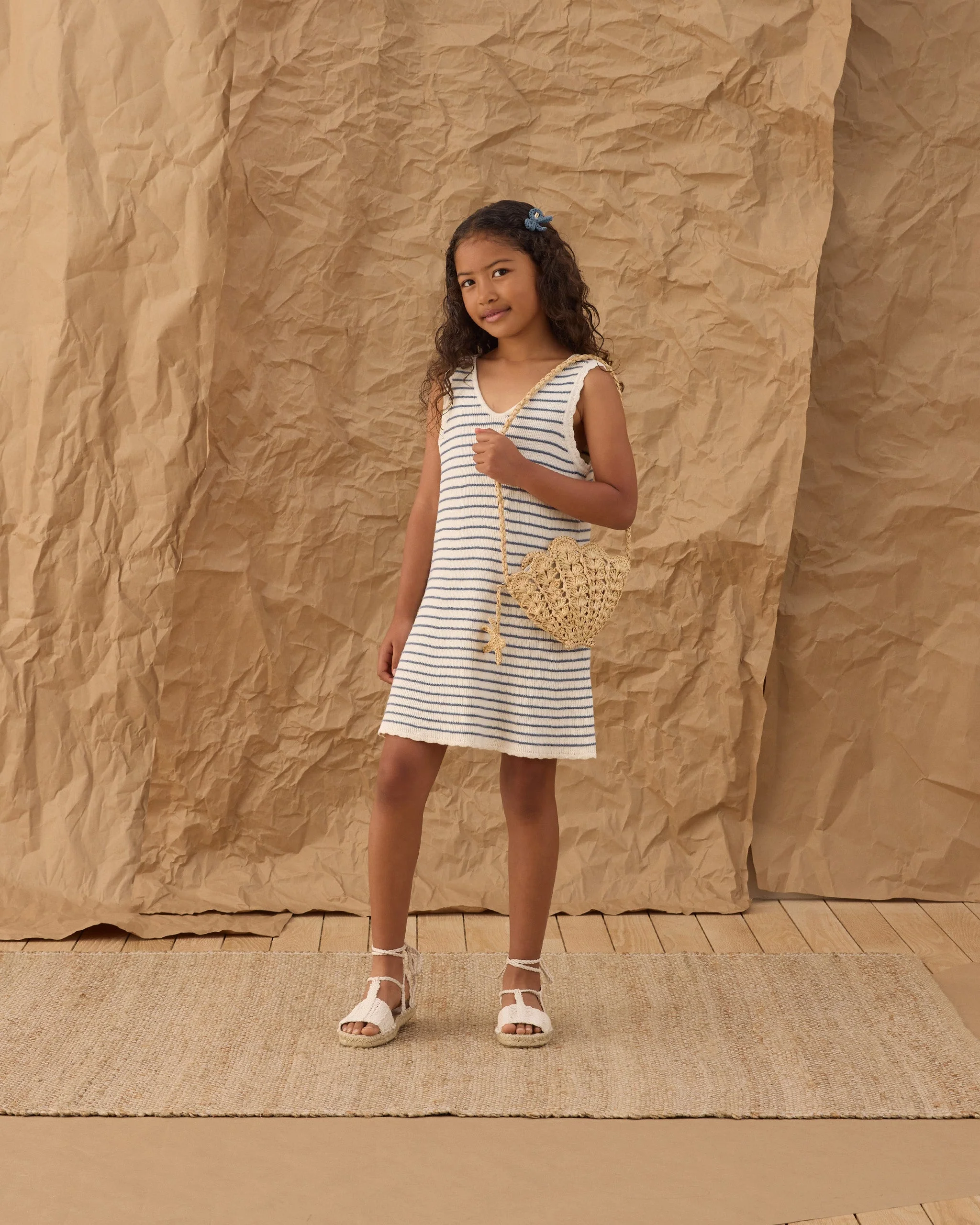 Crochet Tank Mini Dress Marine Stripe - Image 4