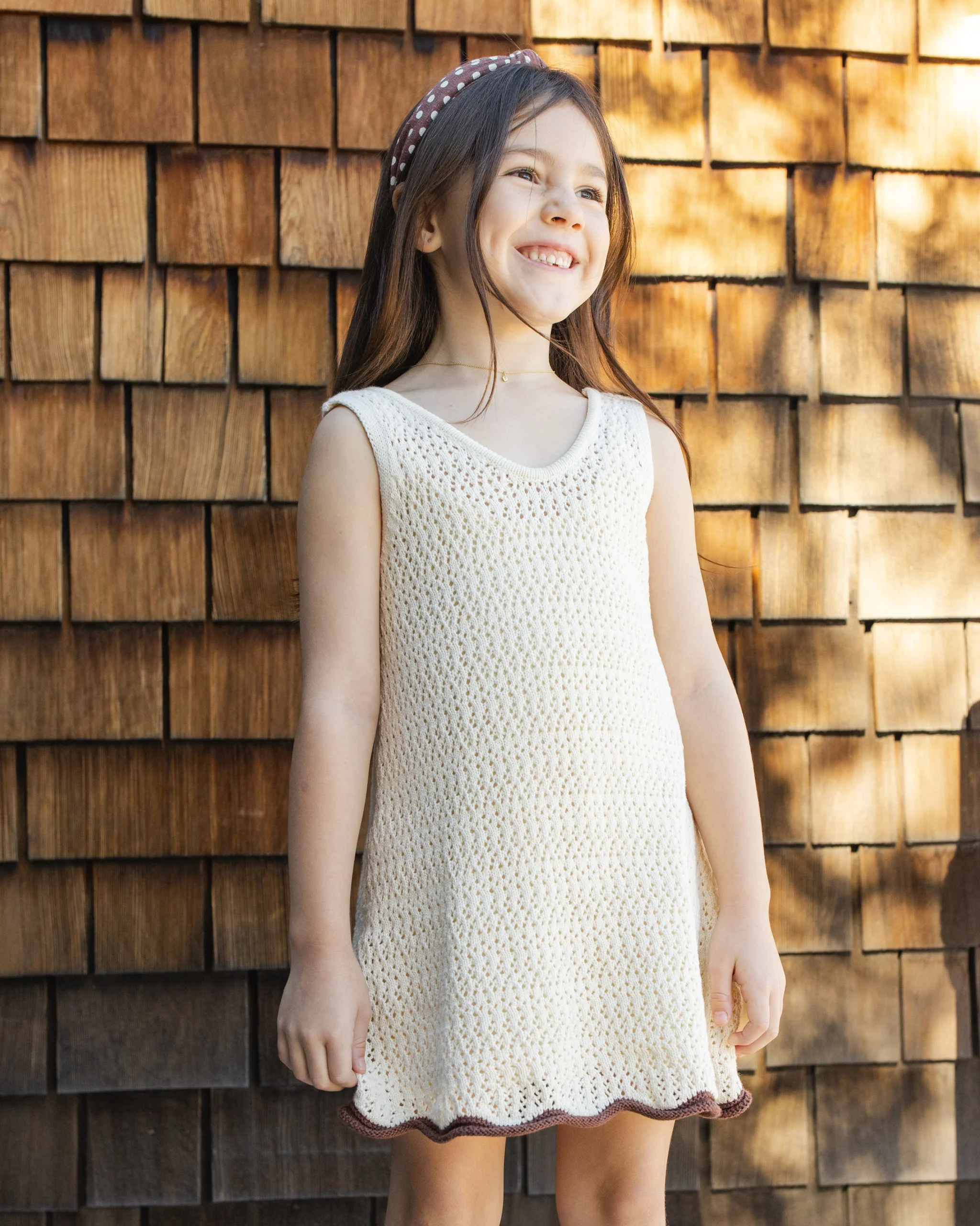 Crochet Tank Mini Dress Natural - Image 3