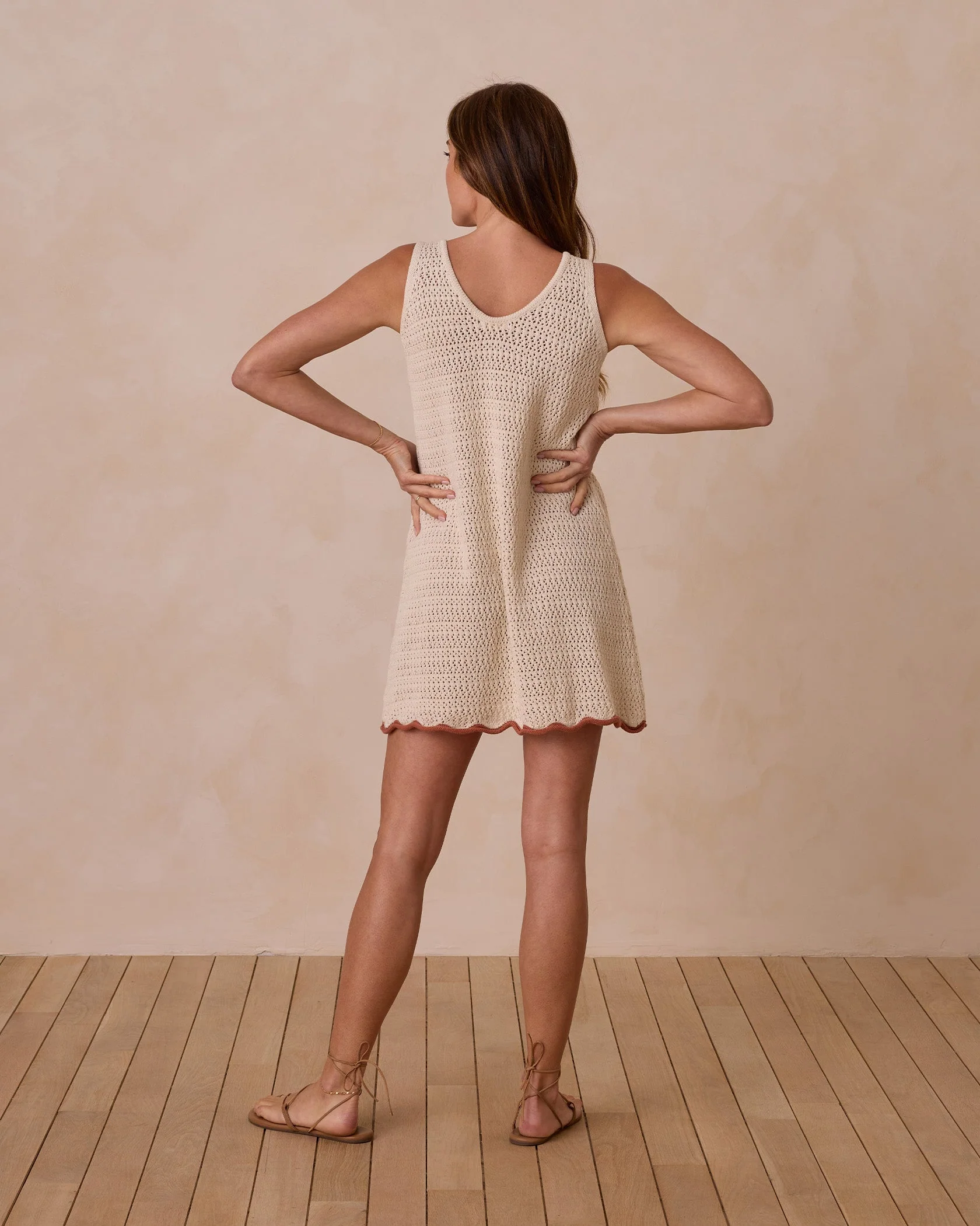 Crochet Tank Mini Dress | Natural - Image 3