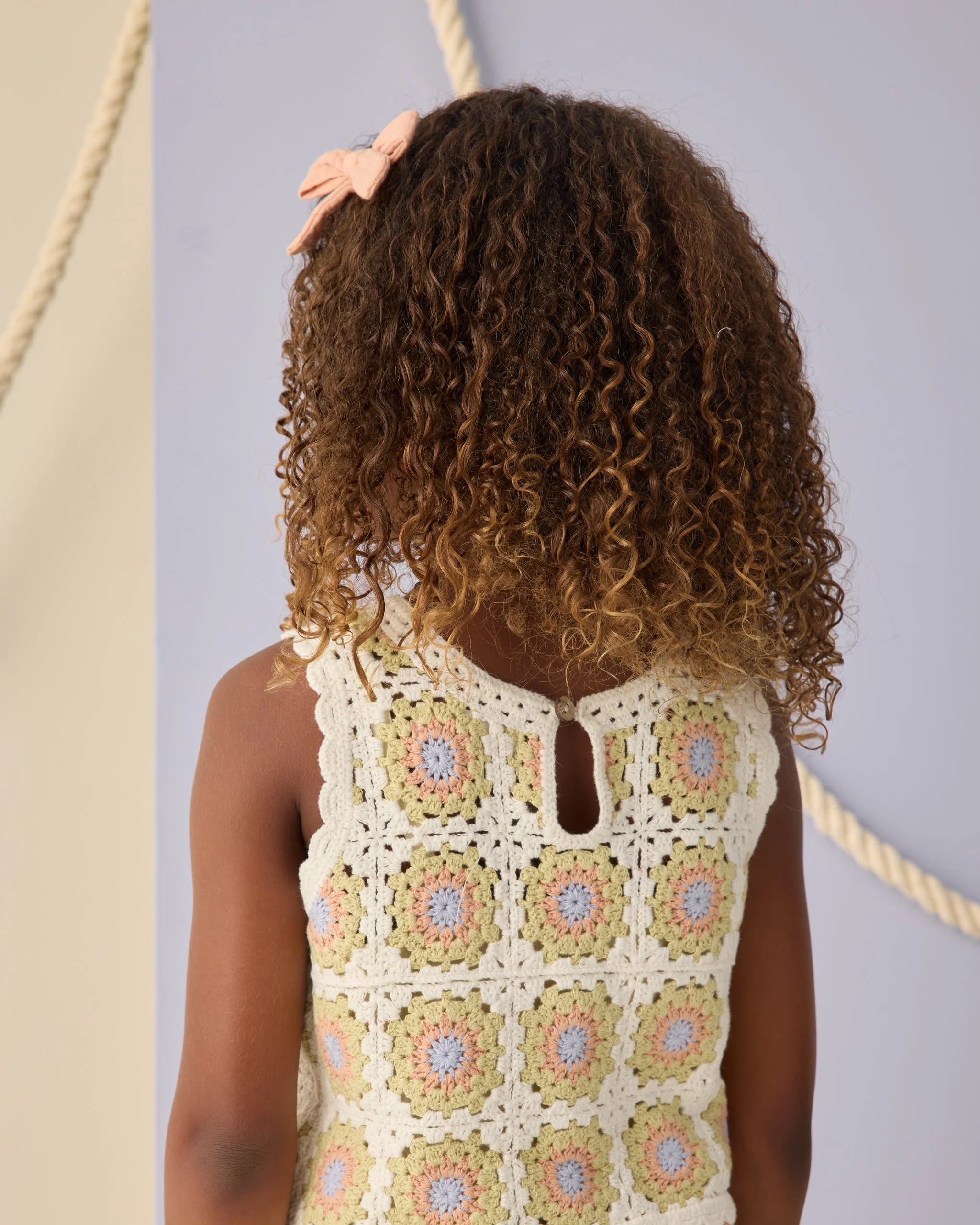 Crochet Tank Set Citron Daisy Check - Image 3