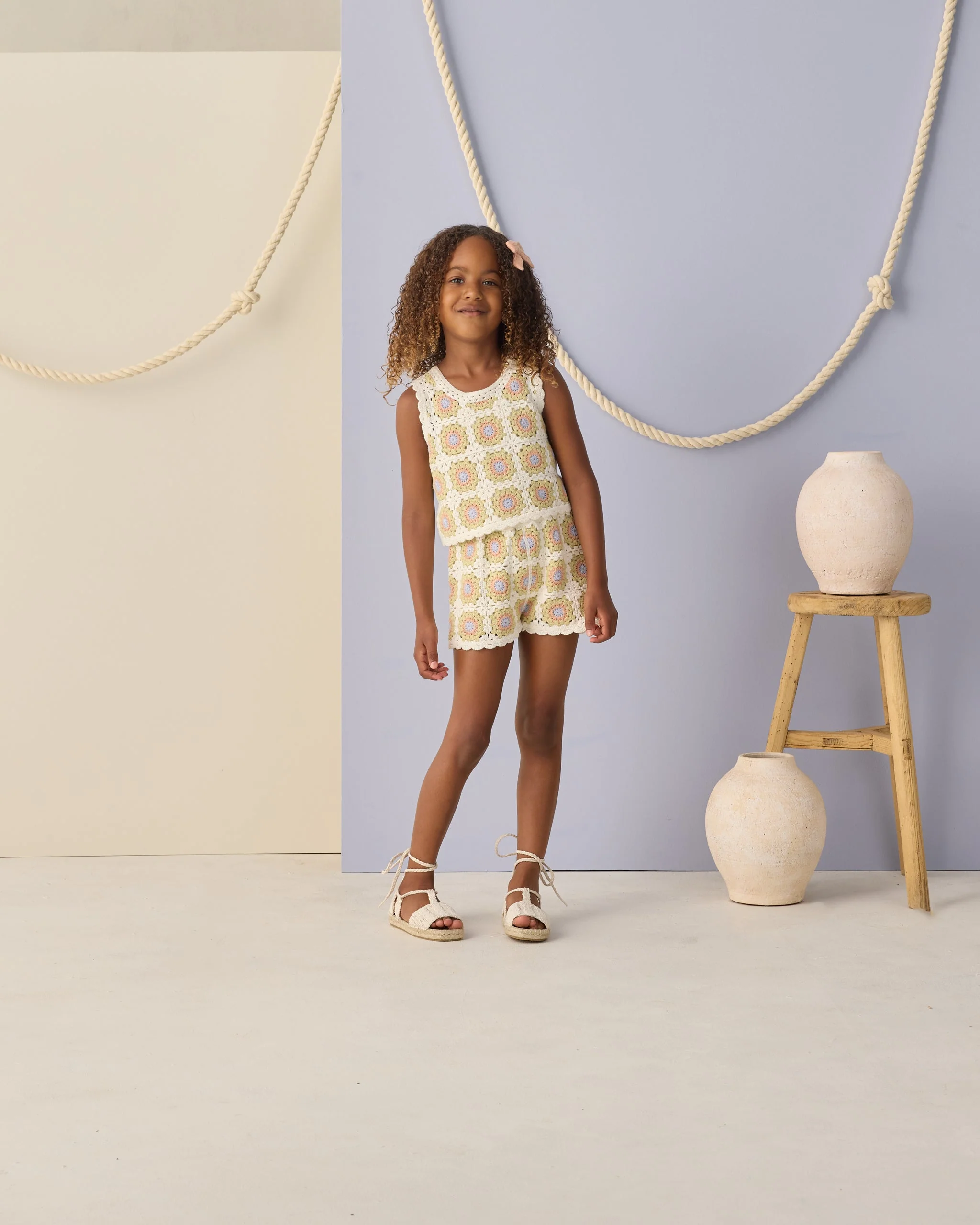 Crochet Tank Set Citron Daisy Check - Image 4